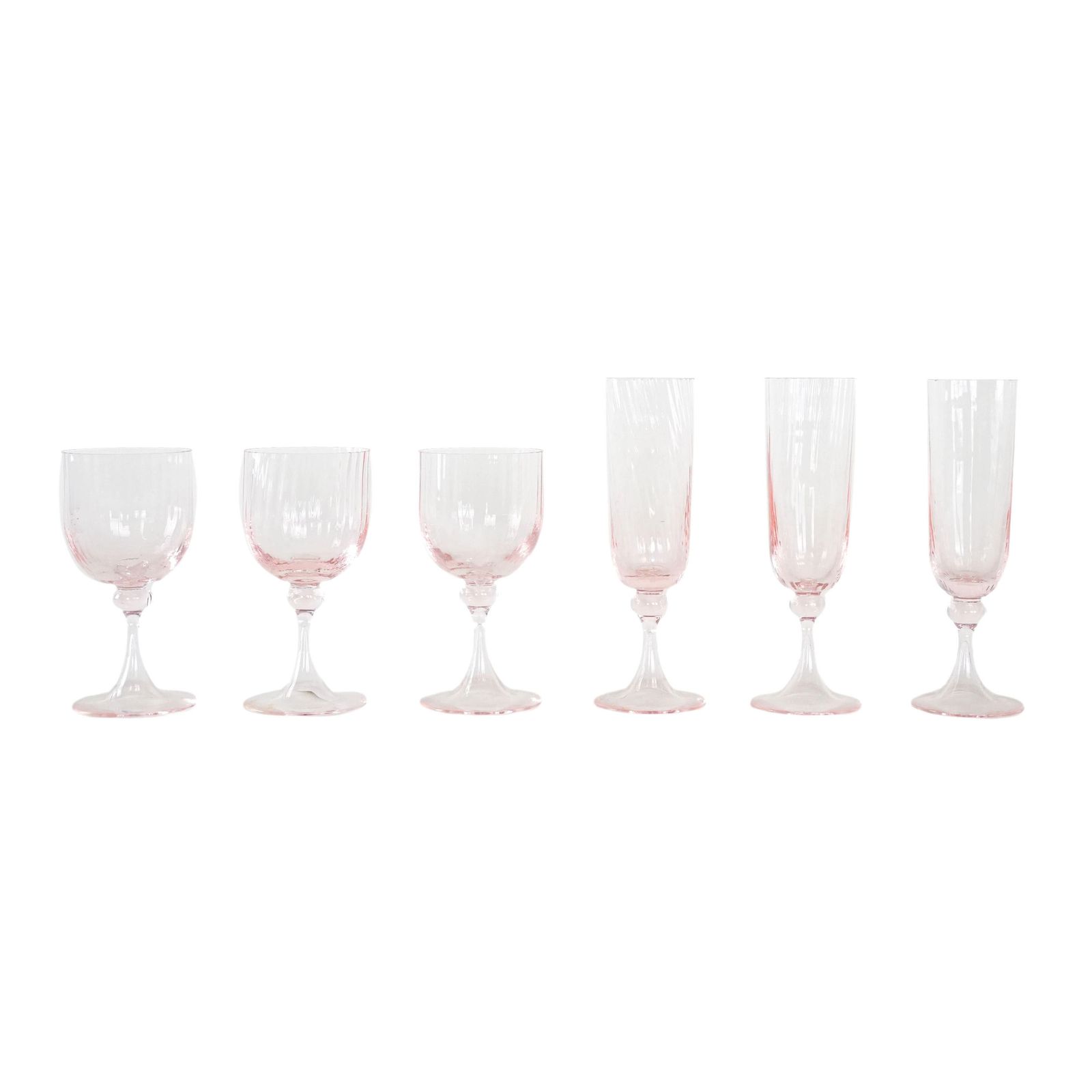 Set Of Pink Glasses French Design 1970s  Made In France