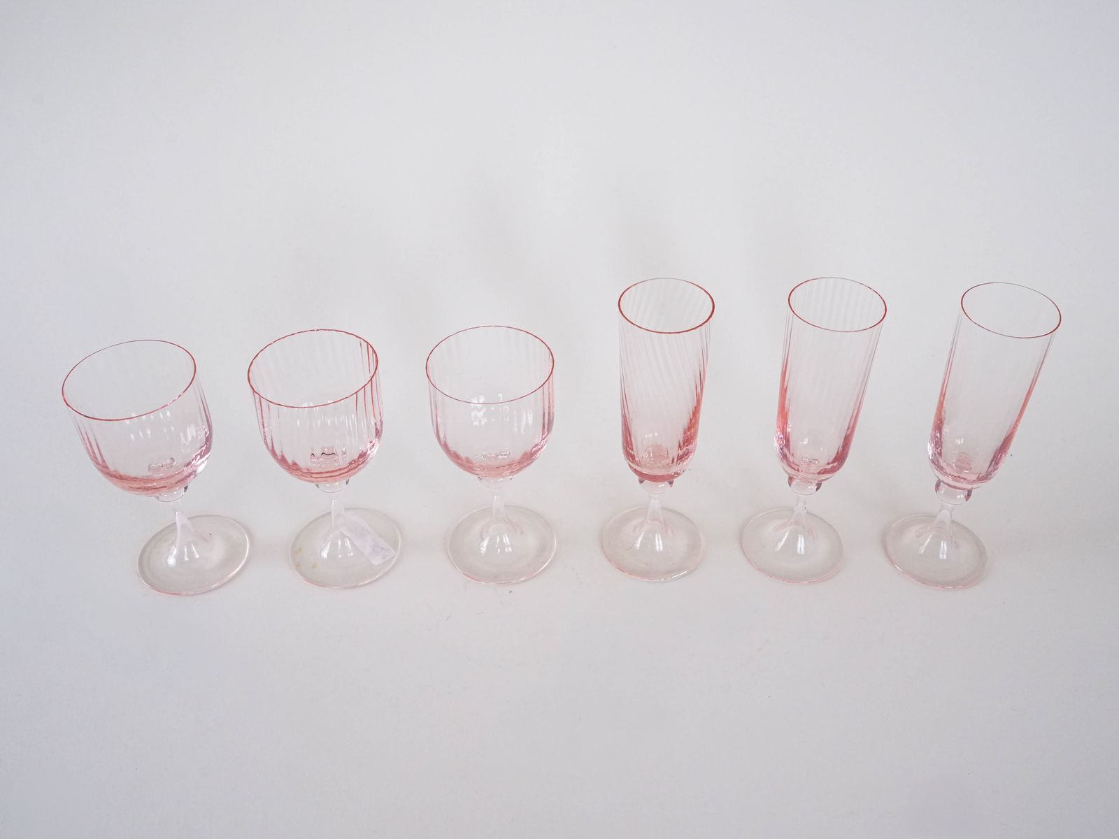 Set Of Pink Glasses French Design 1970s  Made In France photo 289.0