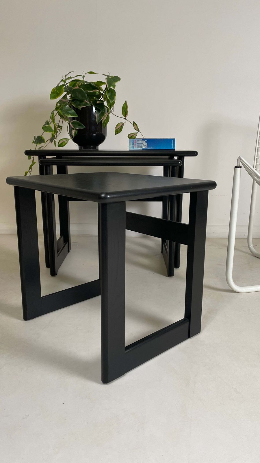Gplan Black Ash Nest Of 3 Teak Tables photo furniture