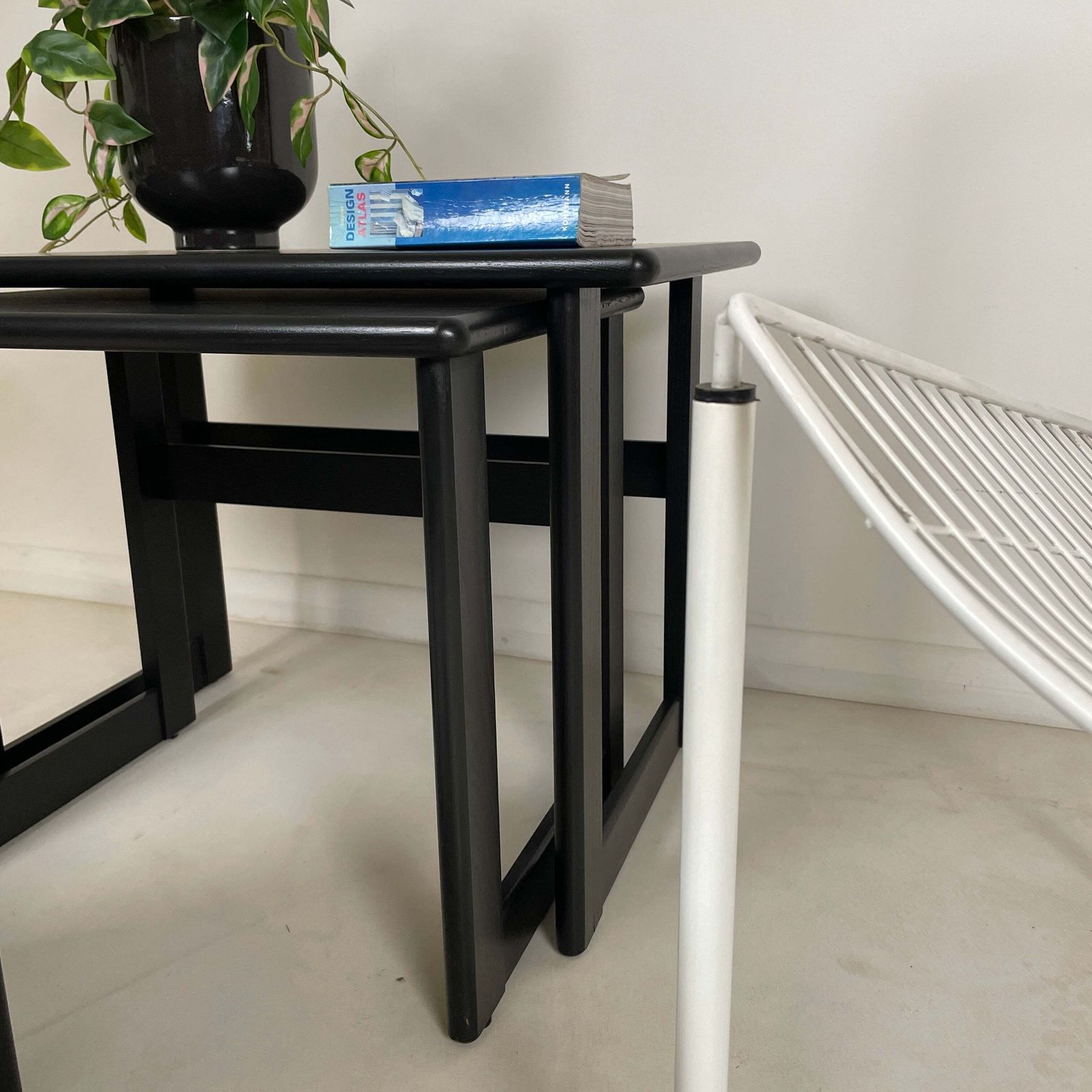 Gplan Black Ash Nest Of 3 Teak Tables photo Furniture