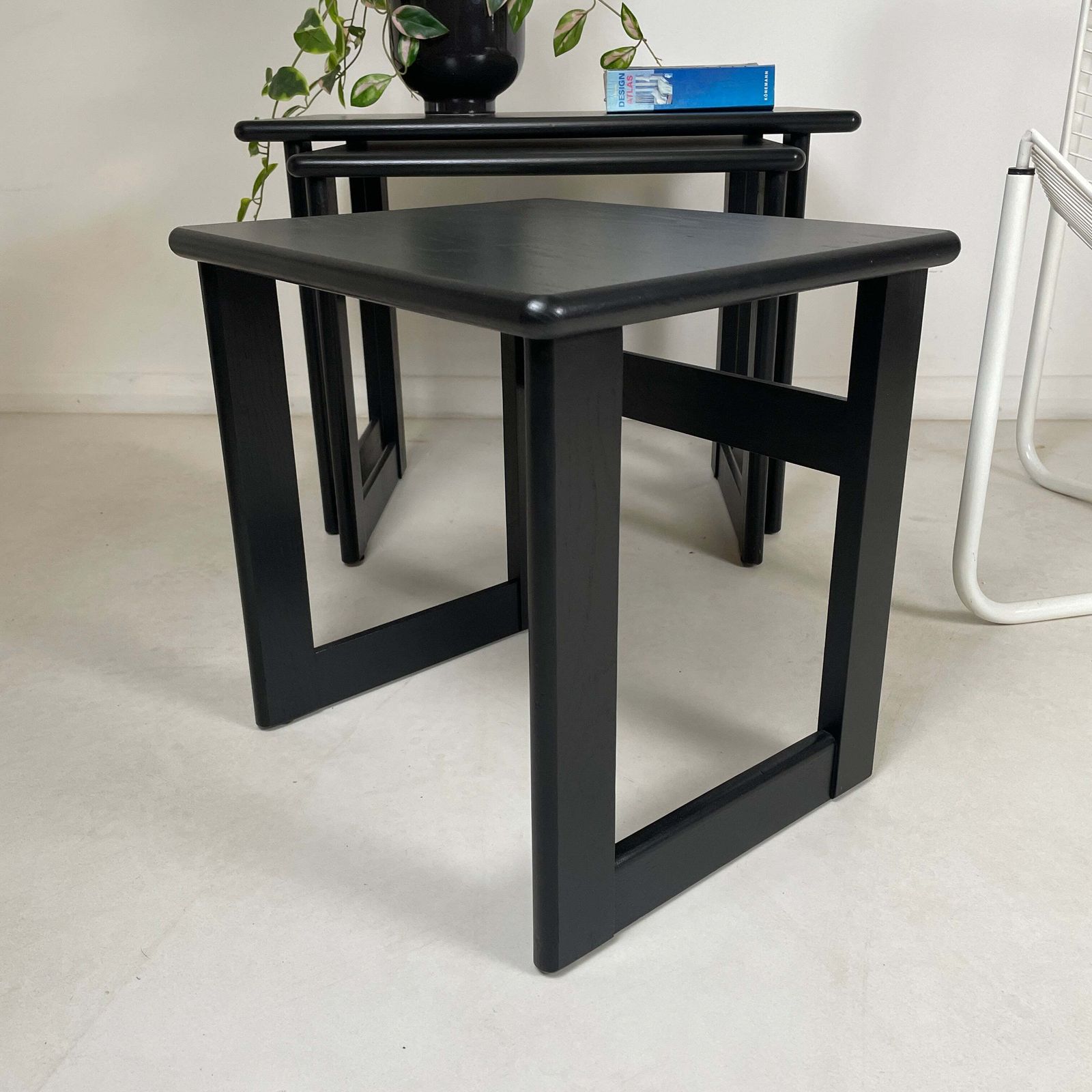 Gplan Black Ash Nest Of 3 Teak Tables photo vintage