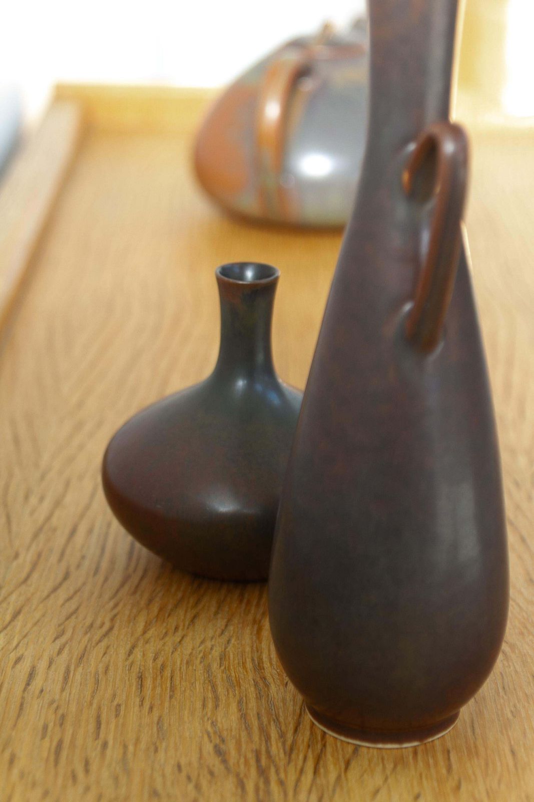 photo vintage 2 Stoneware Vases By Carl Harry Stålhane For Rörstrand Sweden, 1950s.