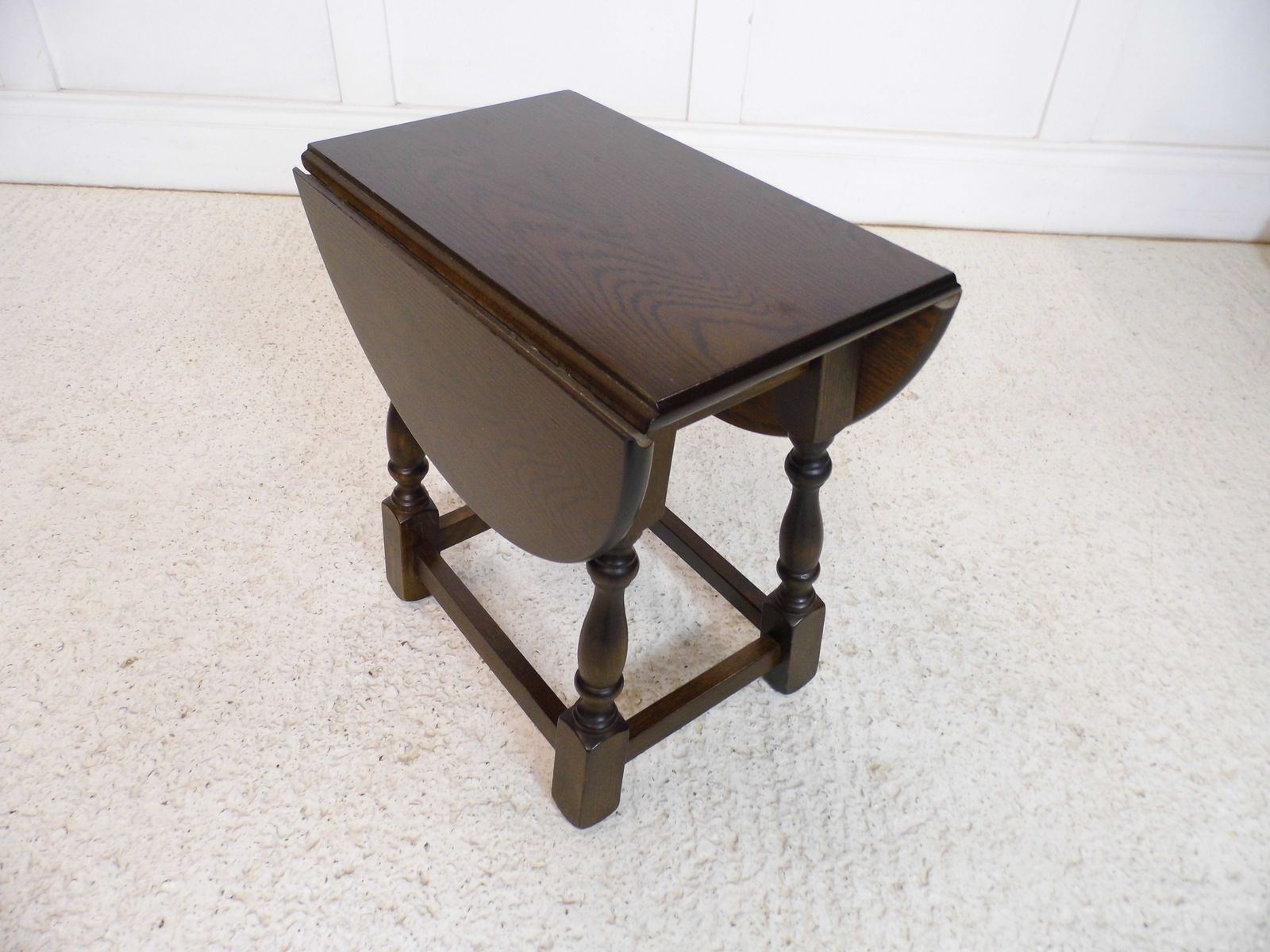 Vintage Old Charm Oak Swivel Drop Leaf Side Coffee Table Oval Top Wood Bros photo furniture