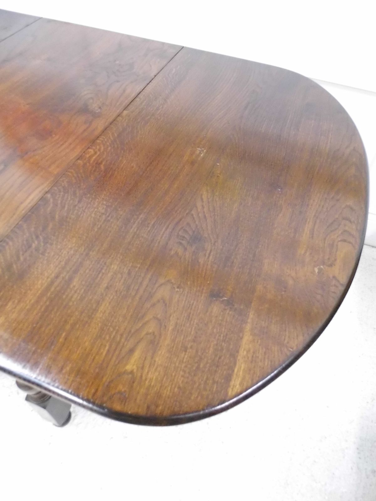 Antique Oak Extending Drop Leaf Dining Table Solid Plank Slab Top photo vinterior