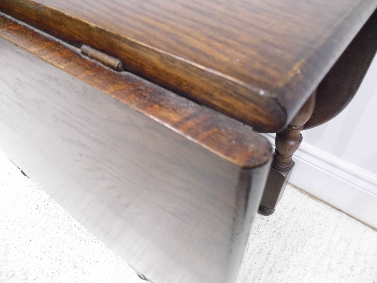 photo buy Antique Oak Extending Drop Leaf Dining Table Solid Plank Slab Top