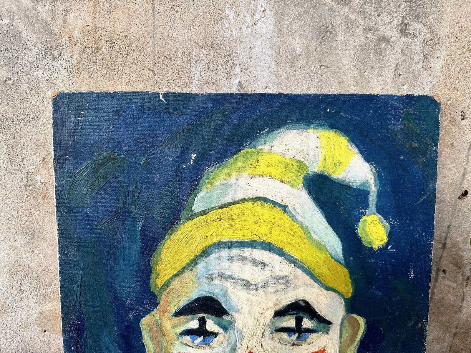 Vintage Original Clown Oil Painting On Board By Margo Ingham (1918 1978) Signed photo for sale