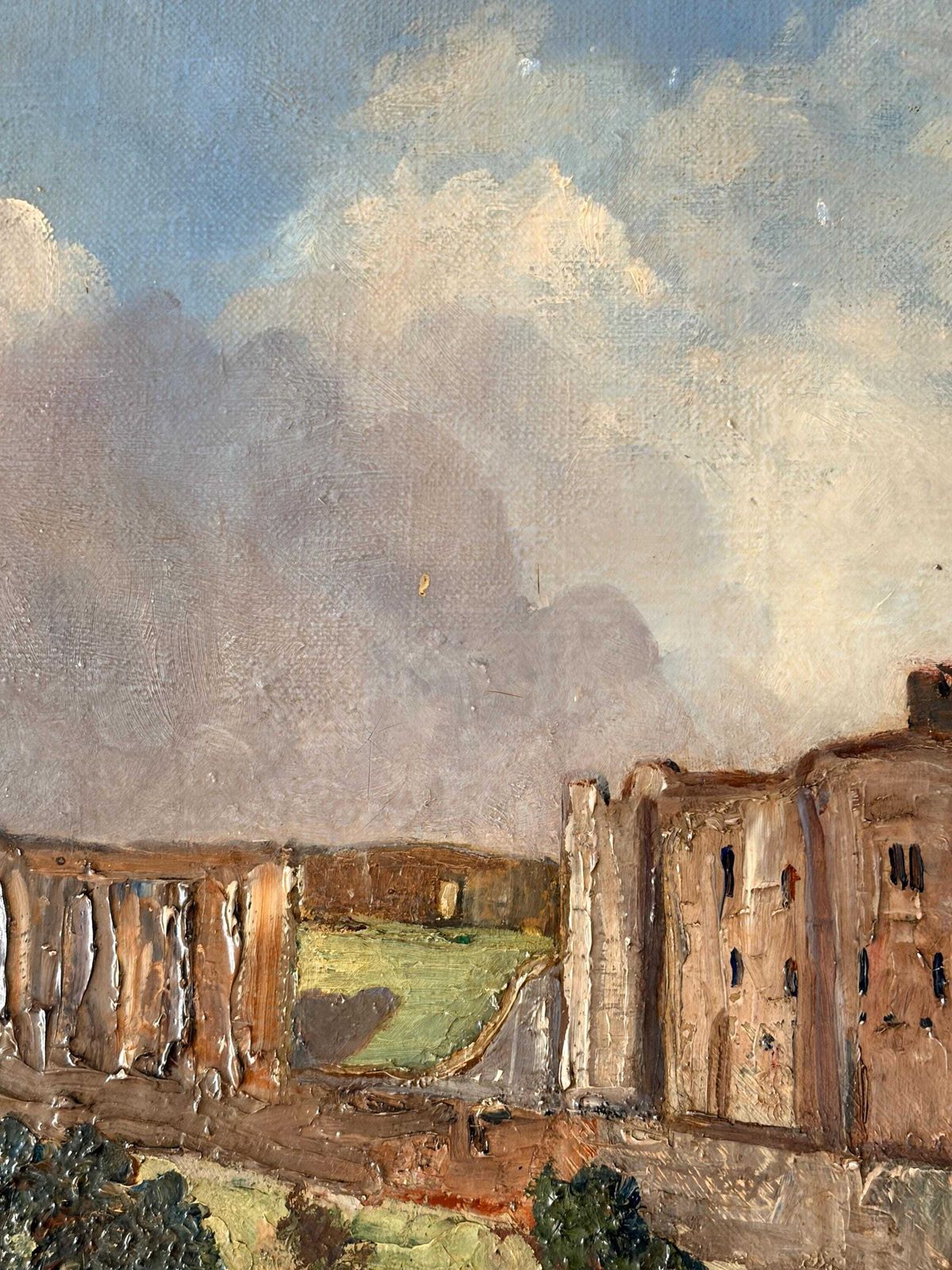 Vintage Oil Painting Richmond Castle Yorkshire – Malcolm Wombwell Landscape, Signed Textured Oil On Canvas, 1972 Inscribed Artwork photo buy
