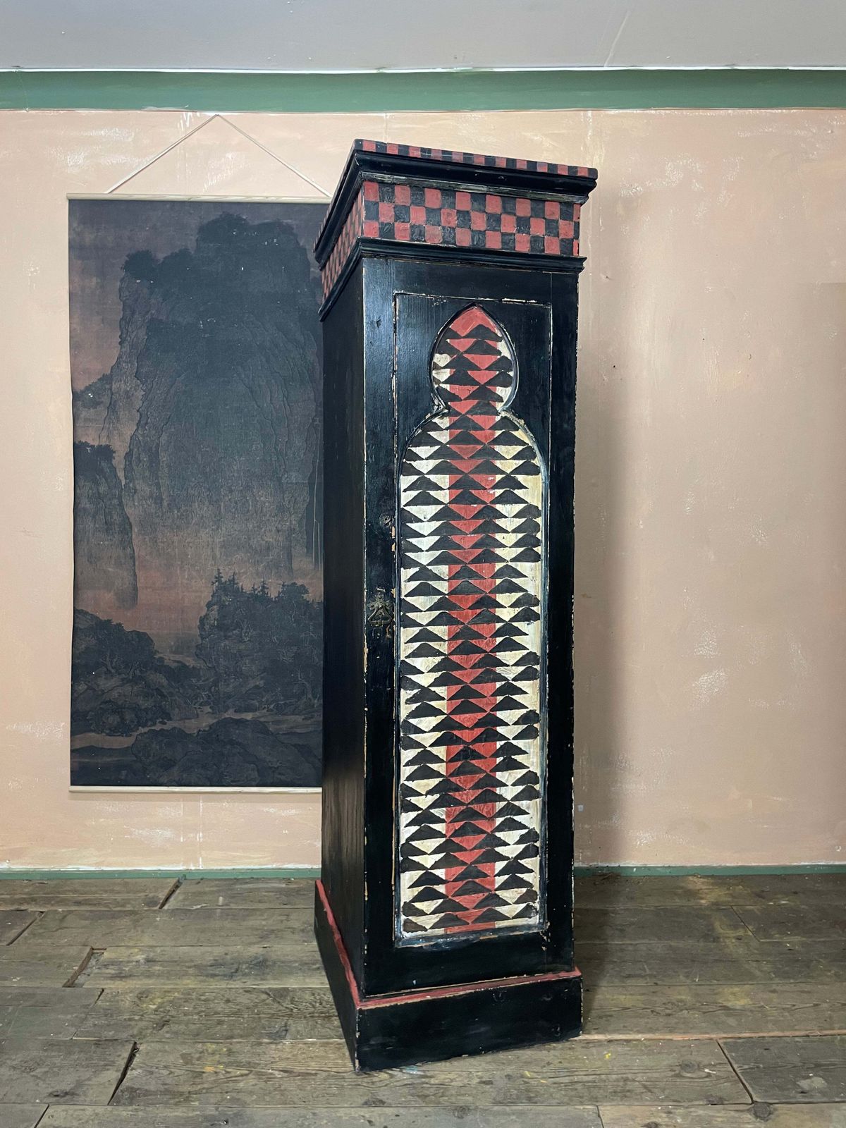 Vintage Painted Pine Folk Art Cupboard photo buy