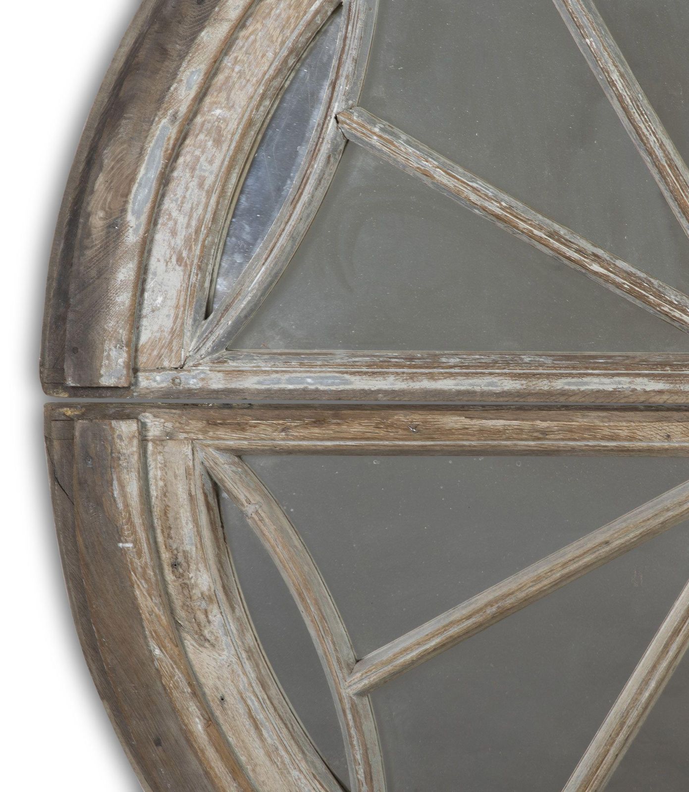 Pair Of 19th Century French Oak Demi Lune Window Frame Mirrors photo furniture