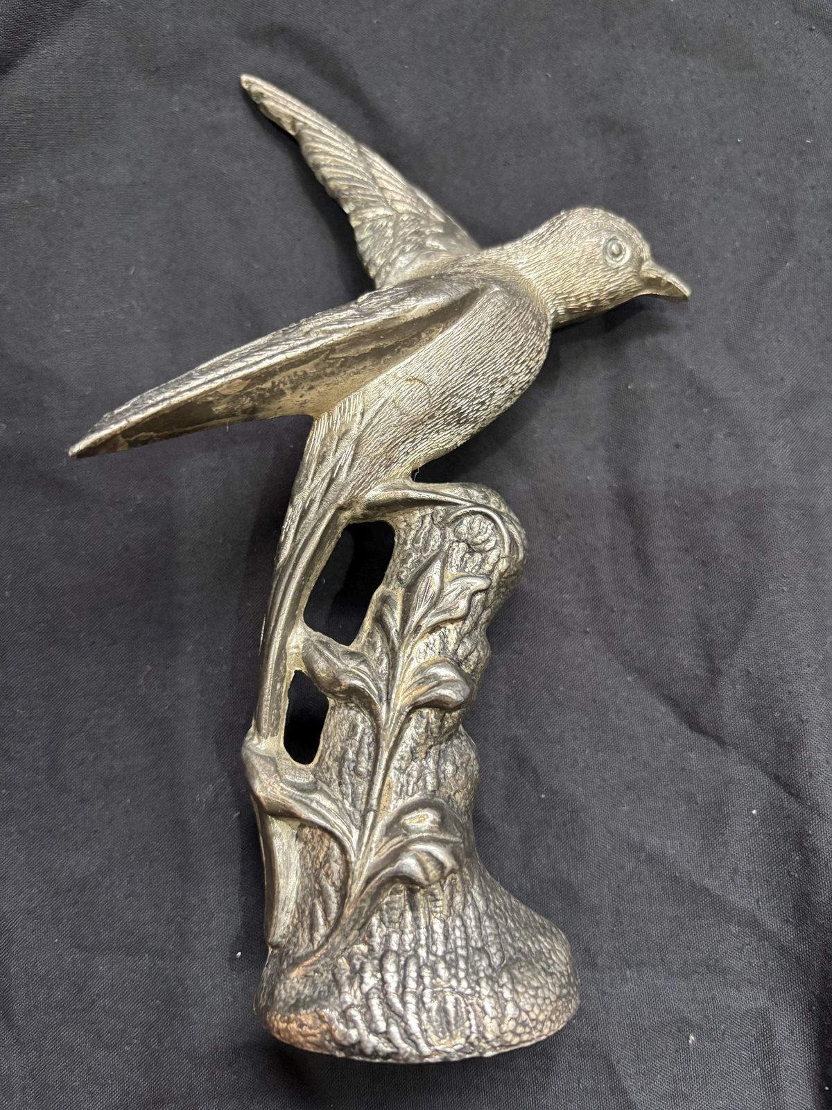 Antique Art Nouveau Cast White Metal Statue Of Swallow C 1900 photo Art