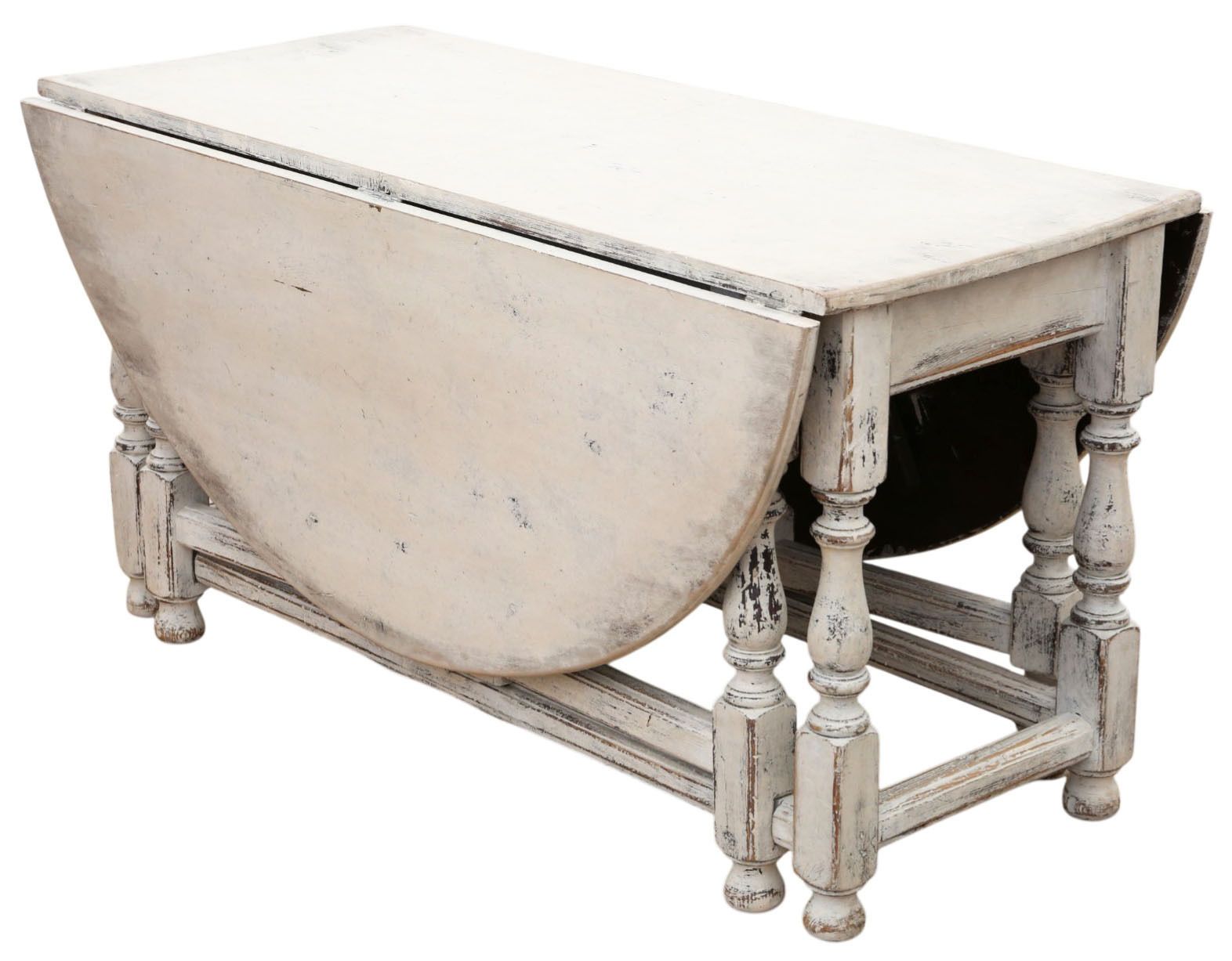 Antique C.1920 Very Large Swedish Drop Leaf Gateleg Dining Table – Painted Finish photo Furniture