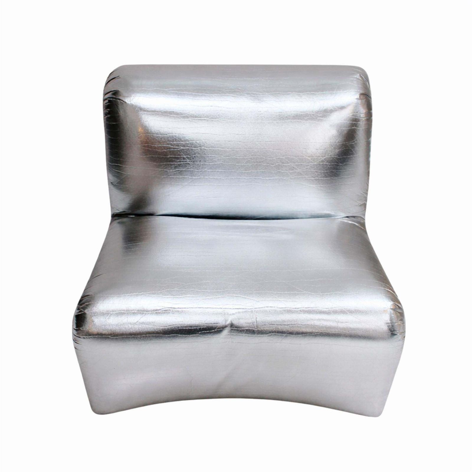 Space Age Moscheni Italian Armchair From The 1970s Made Of Fiberglass And Silver Vinyl Fabric photo for sale