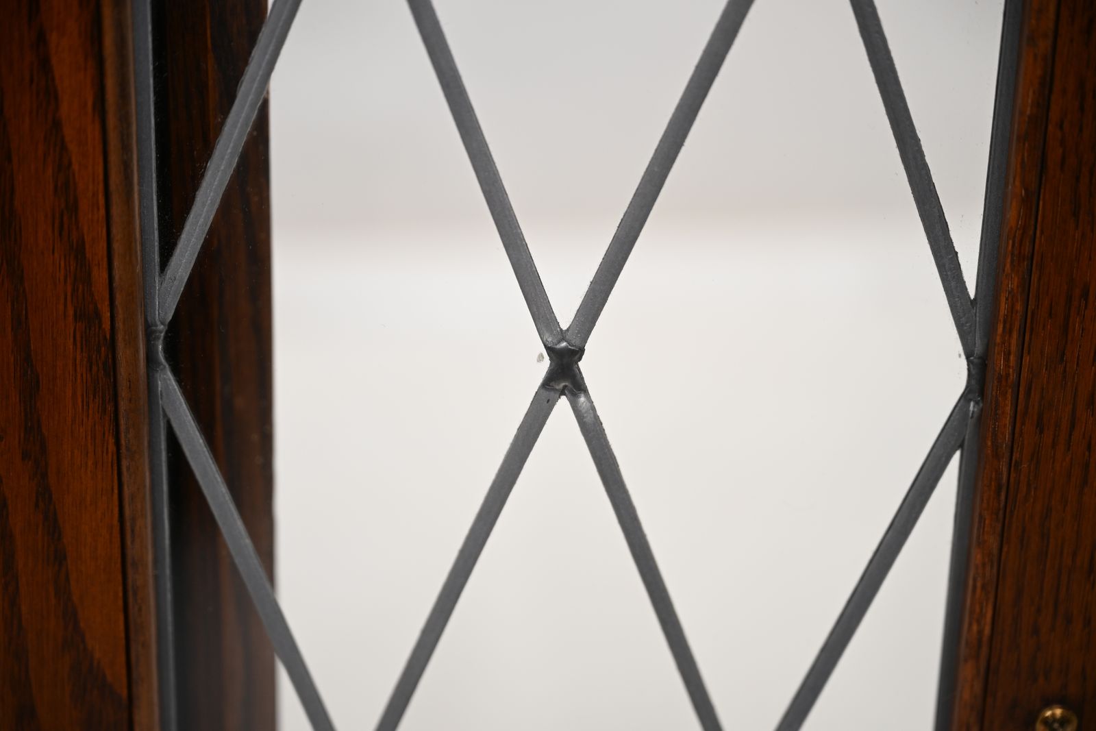227.0 Old Charm Hanging Corner Display Cabinet Leaded Glass Tudor Brown *Free Delivery photo