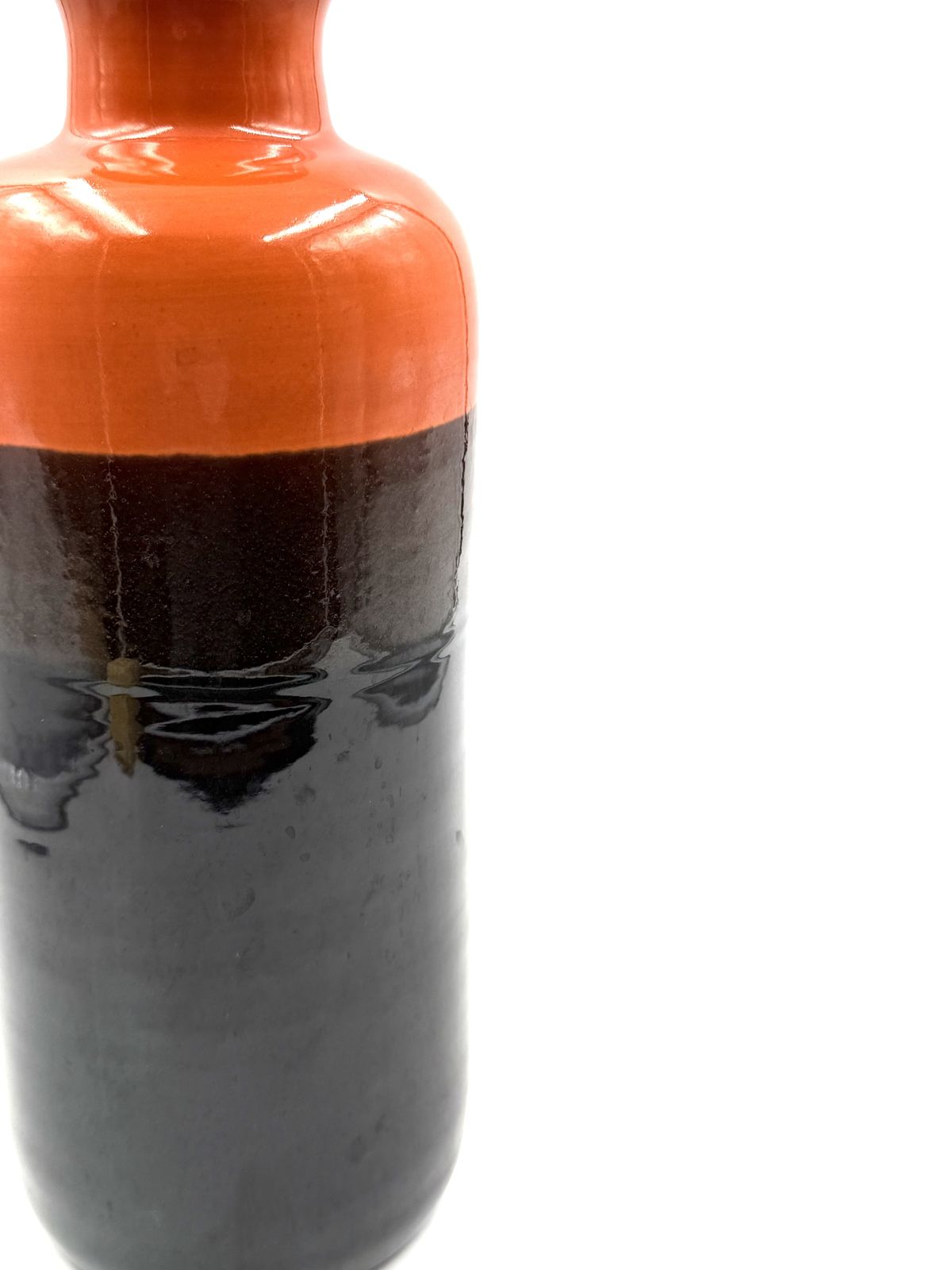 Mid Century Orange & Brown Ceramic Vase, Aldo Londi Bitossi Italy 1970s photo 400.0