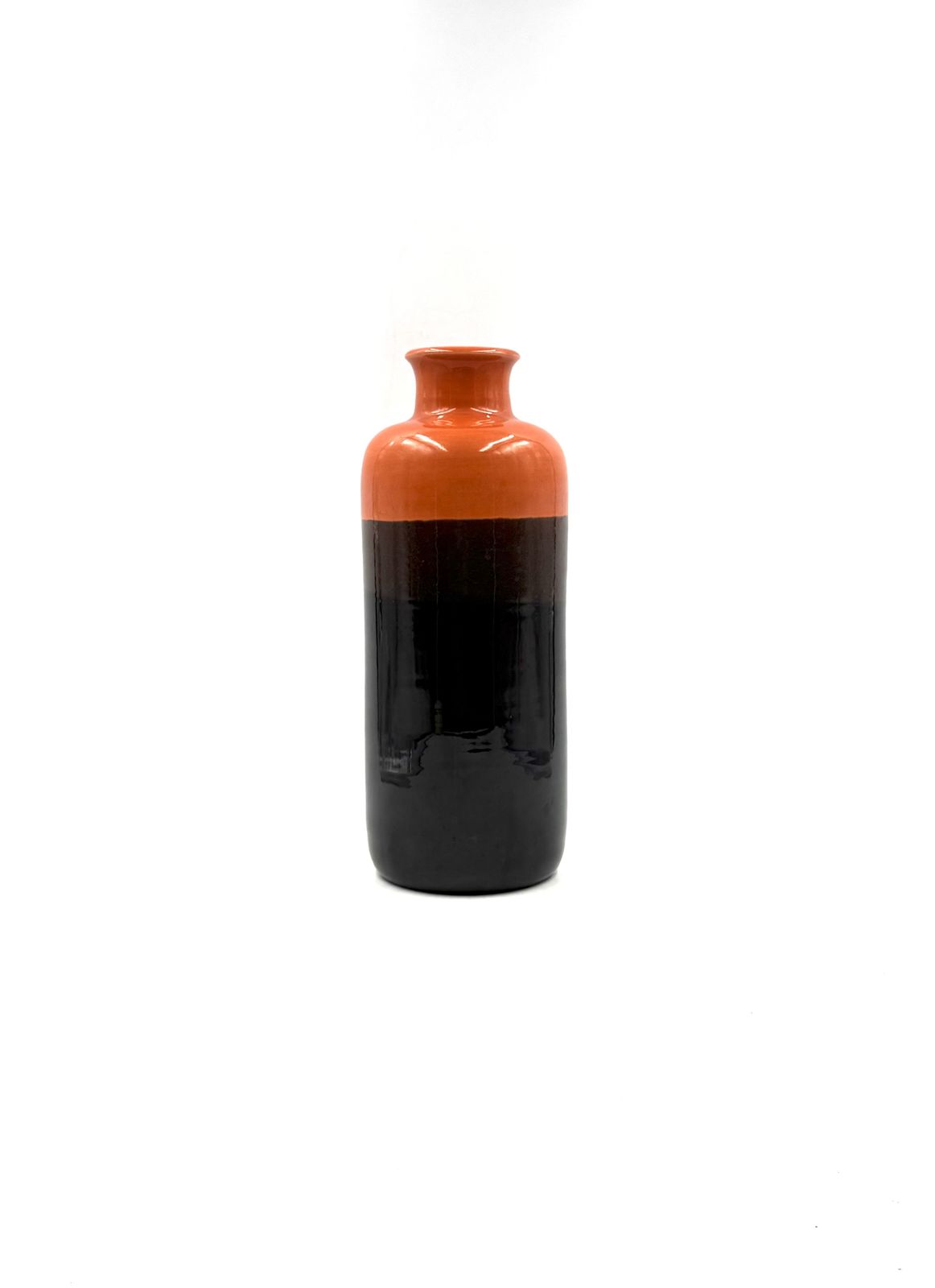 photo furniture Mid Century Orange & Brown Ceramic Vase, Aldo Londi Bitossi Italy 1970s