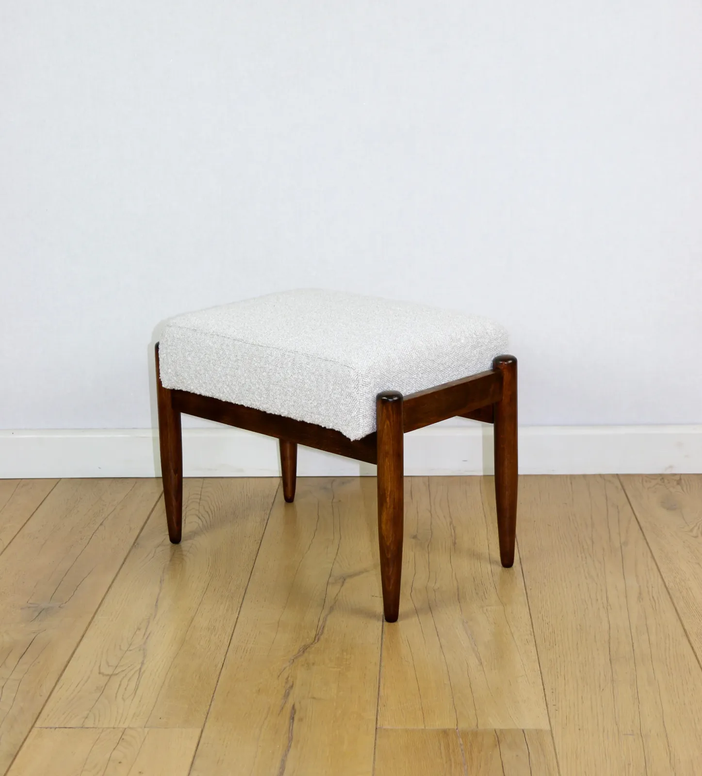 Edmund Homa Stool, Cream Ivory And White Boucle Seat   2 Pieces Available photo furniture