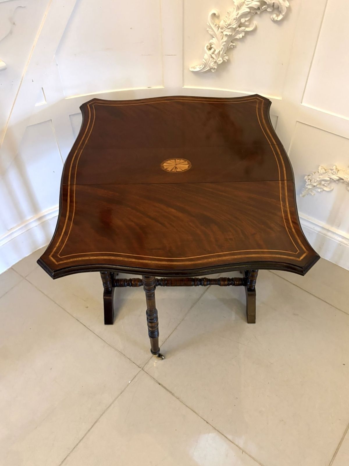 Antique Mahogany Sutherland Occasional Table With Satinwood Inlay photo vintage