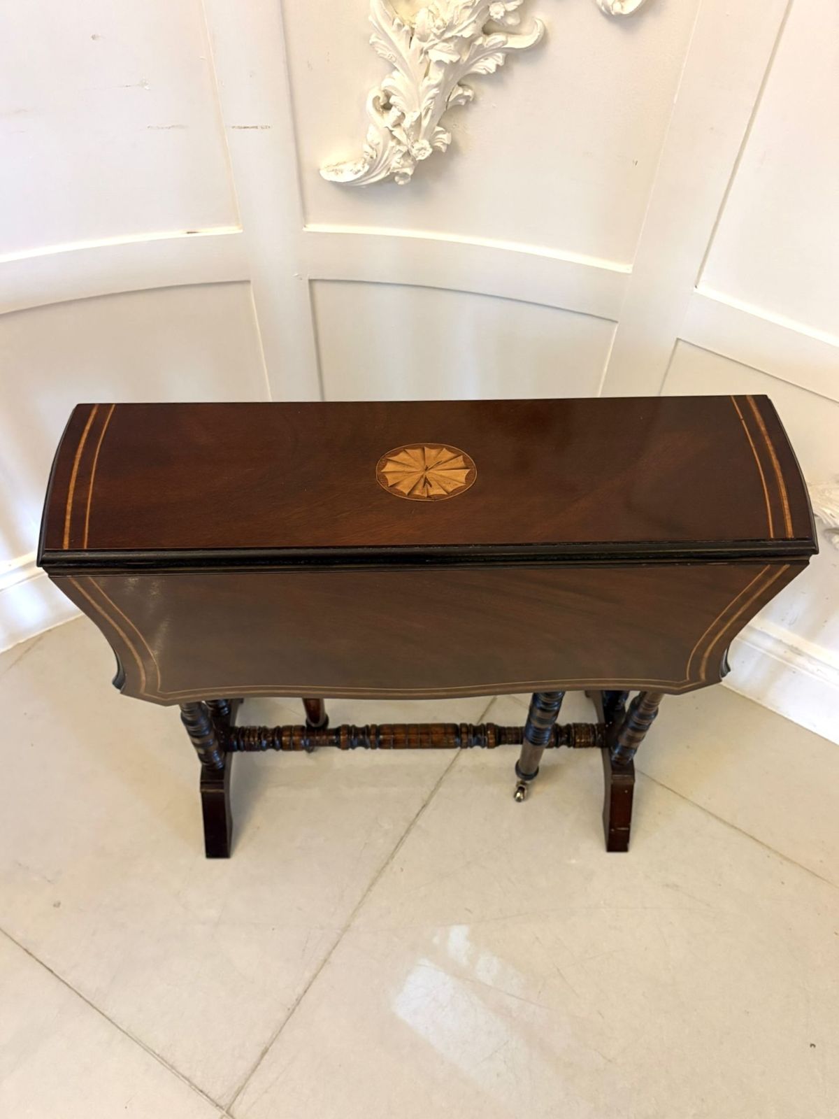 photo for sale Antique Mahogany Sutherland Occasional Table With Satinwood Inlay
