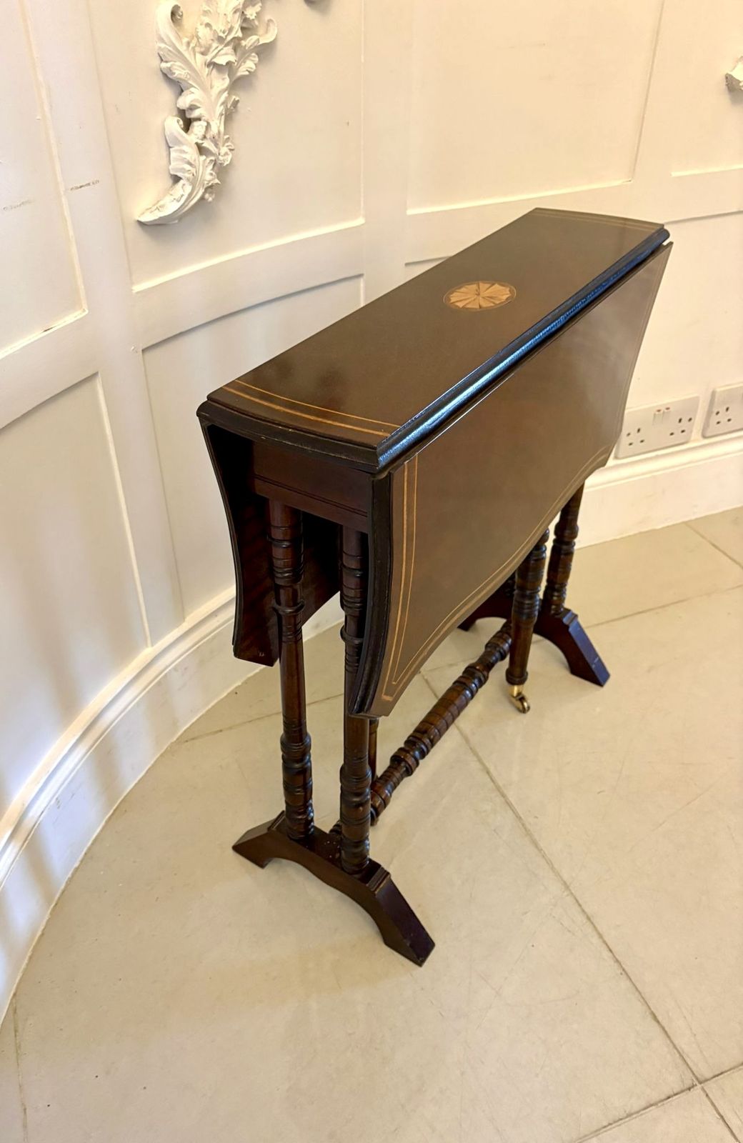 1585.0 Antique Mahogany Sutherland Occasional Table With Satinwood Inlay photo