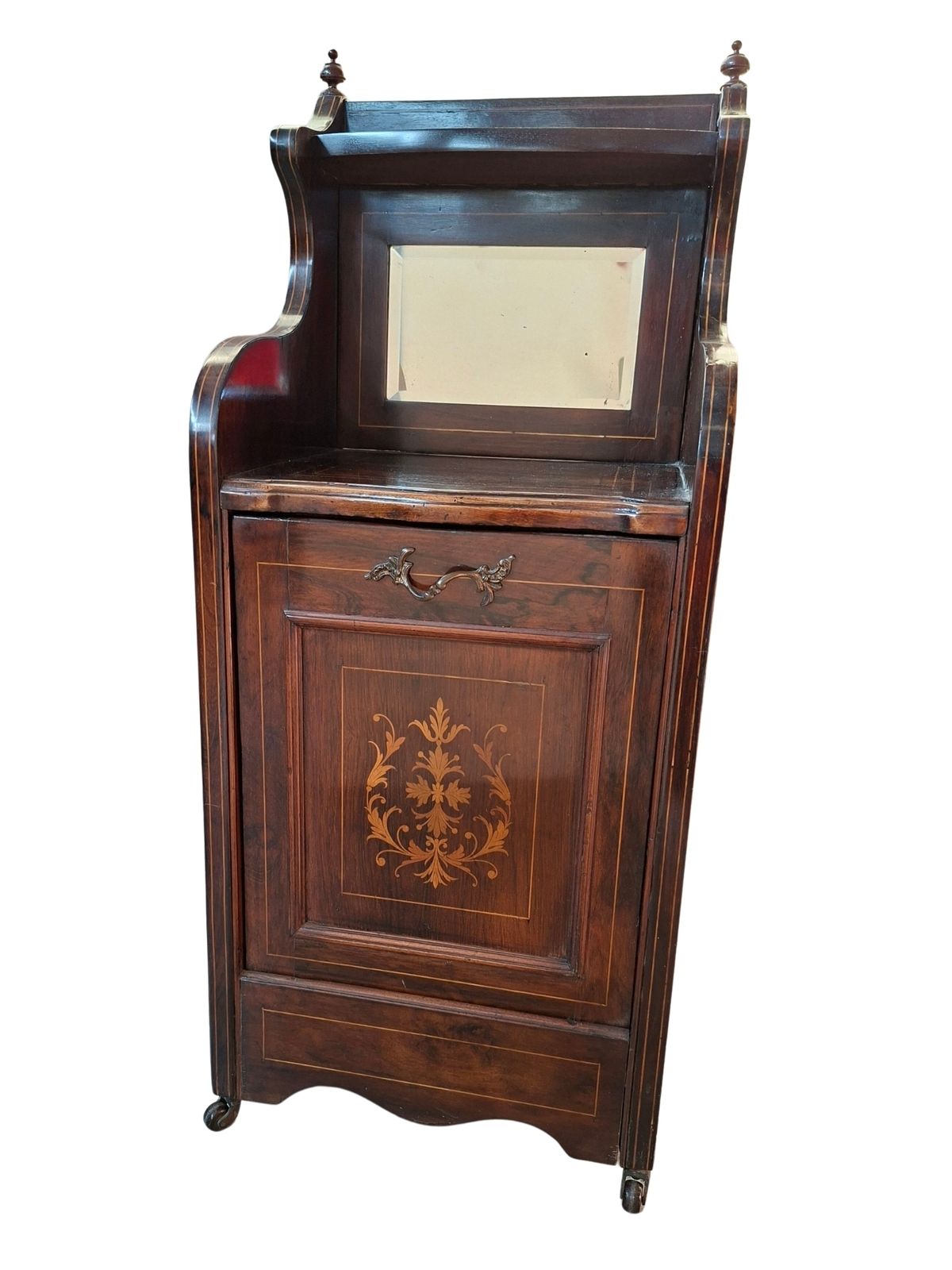 Antico Purdonium Vittoriano Mobiletto Porta Carbone Con Specchio photo furniture