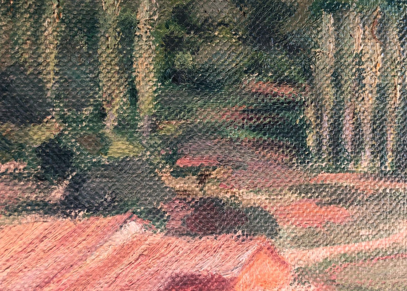 Landschap Geschilderd In Olieverf Op Jute, Spaanse School, 20e Eeuw, Ca. 1940. photo for sale