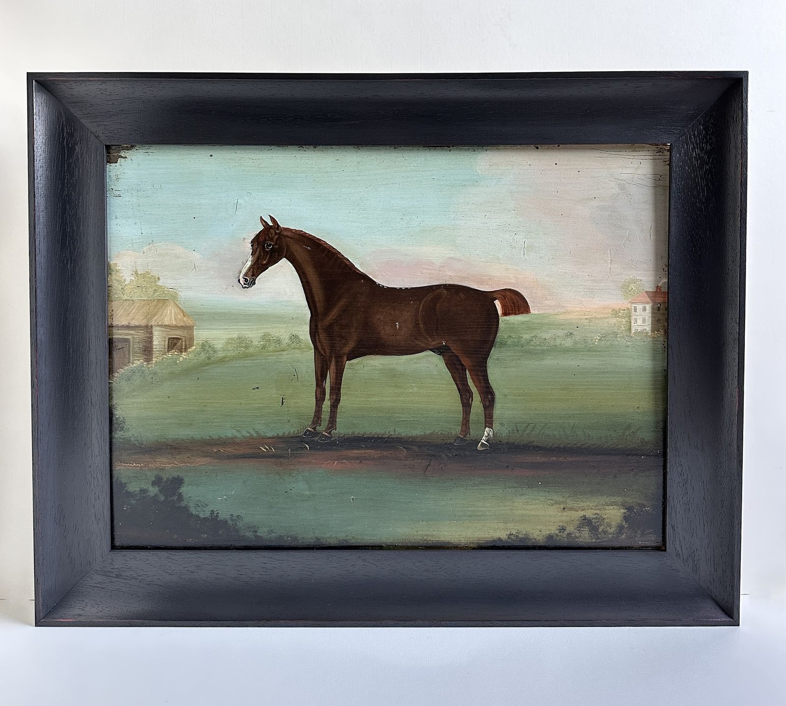 Portrait Of A Horse, 18th Century, Oil On Pine Panel, Signed