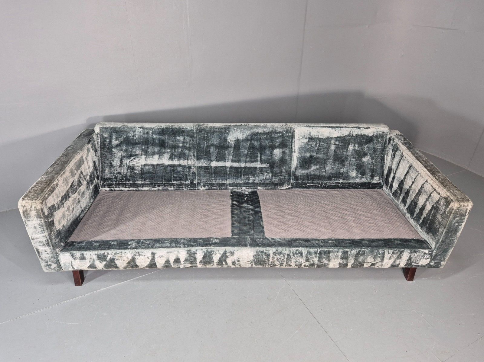 Huge 4 Seater Settee Turquoise Velvet Ex Hotel Modern Design Retro Eb11774 M4ss photo vintage