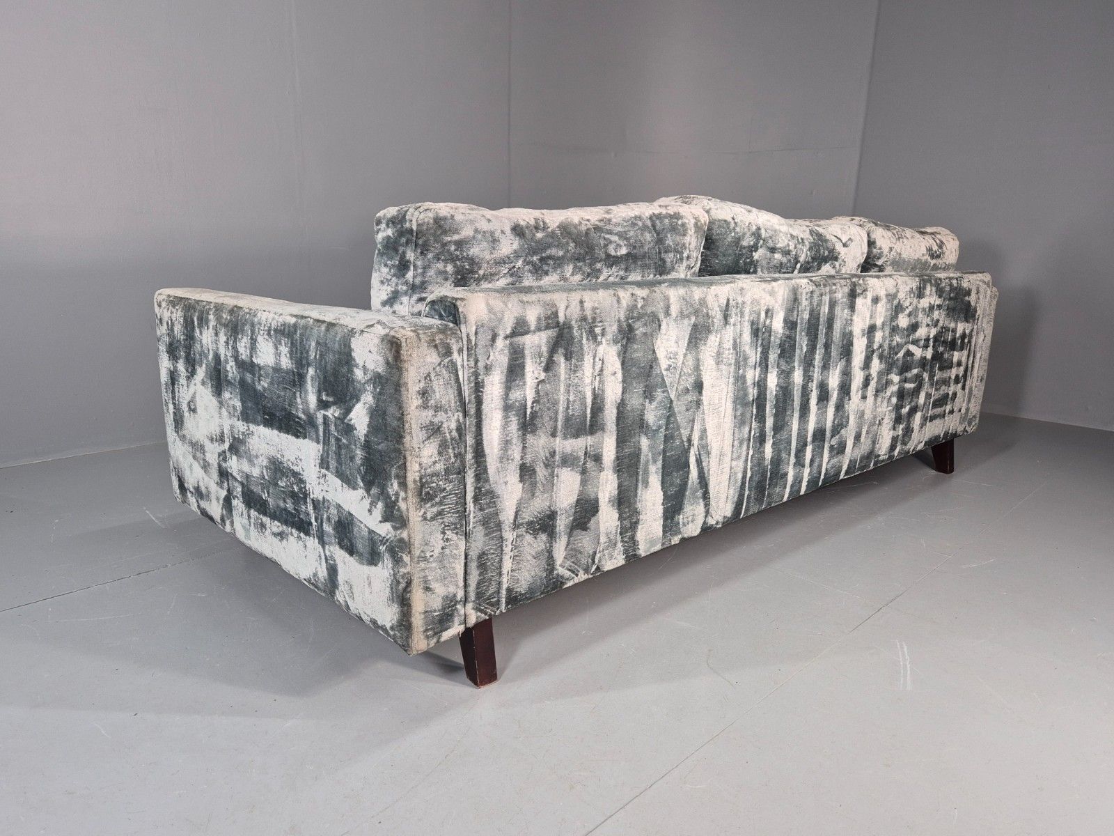 photo vintage Huge 4 Seater Settee Turquoise Velvet Ex Hotel Modern Design Retro Eb11774 M4ss