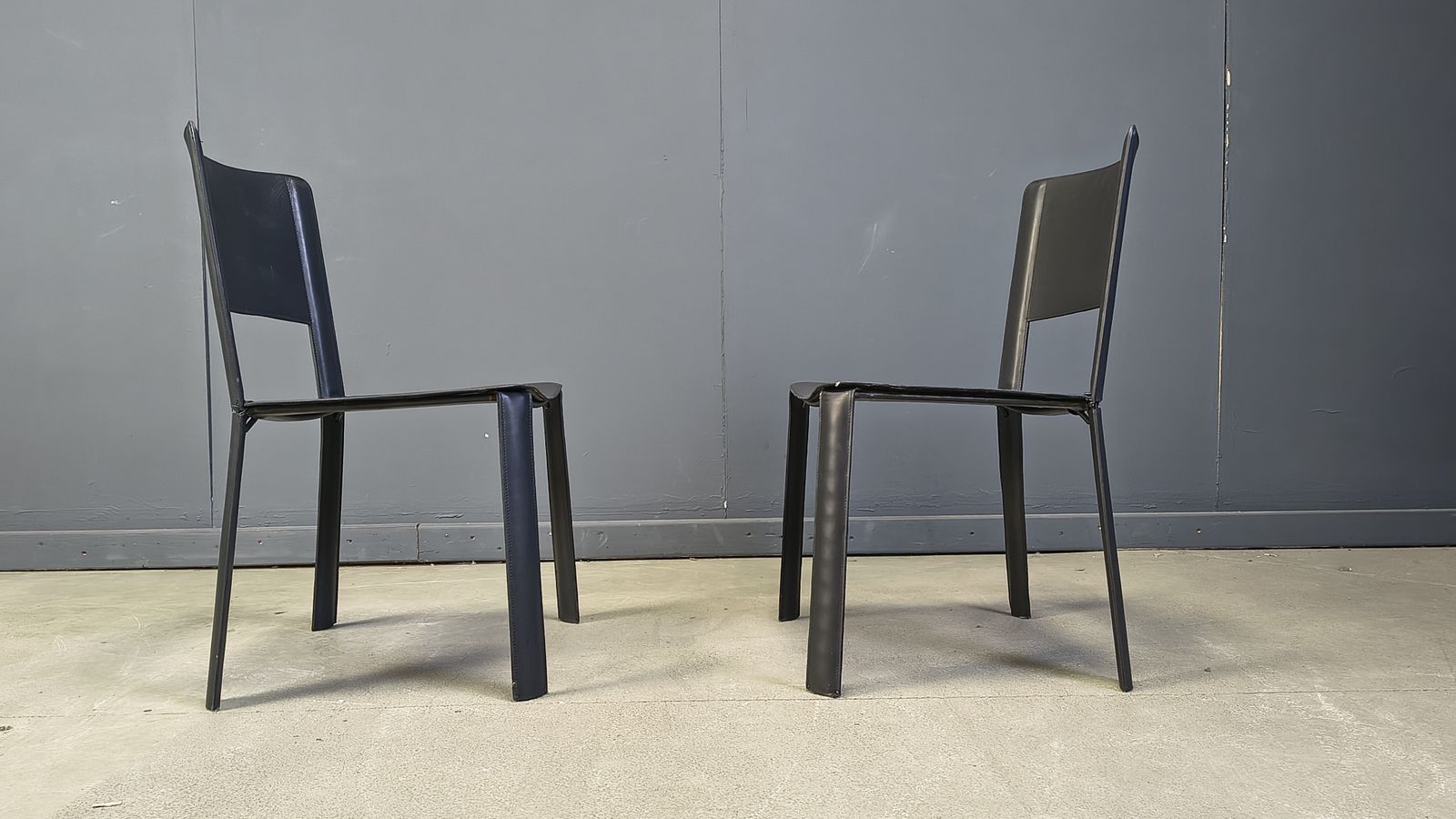 Vintage Black Leather Dining Chairs, Italy, 1980s photo Furniture