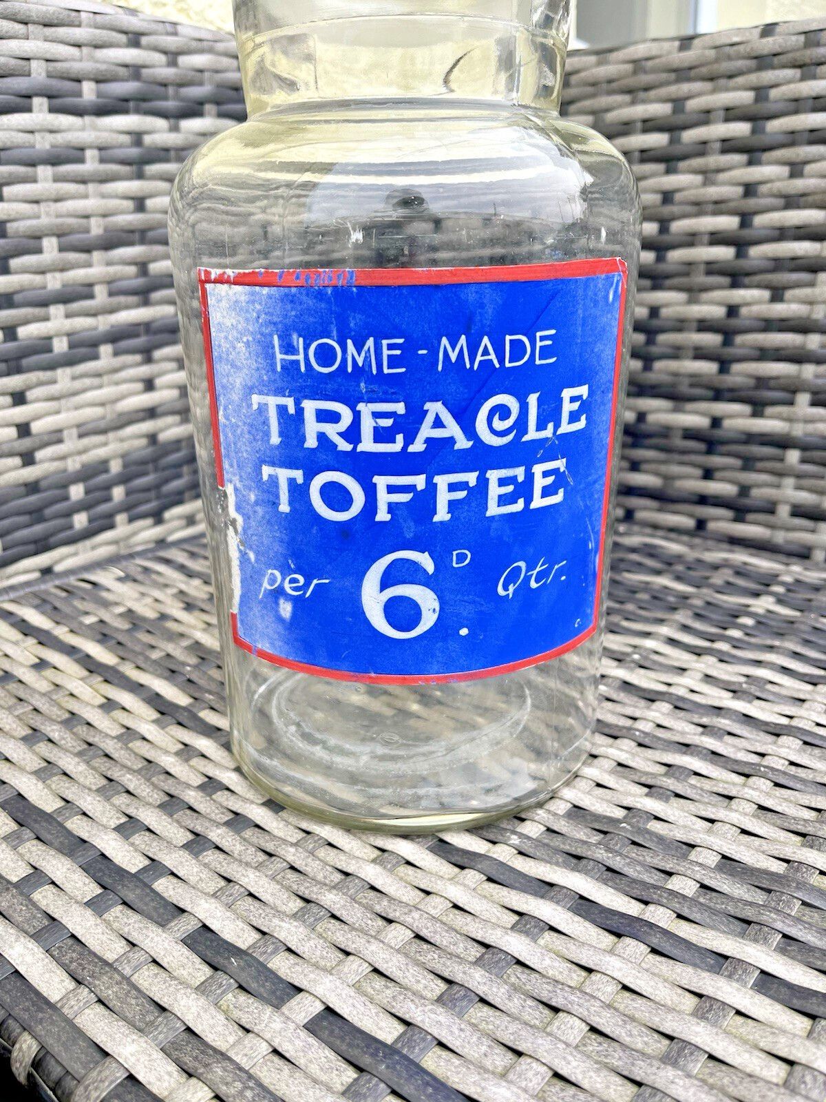 Antique Edwardian Home Made Treacle Toffee Shop Counter Display Glass Sweet Jar photo for sale