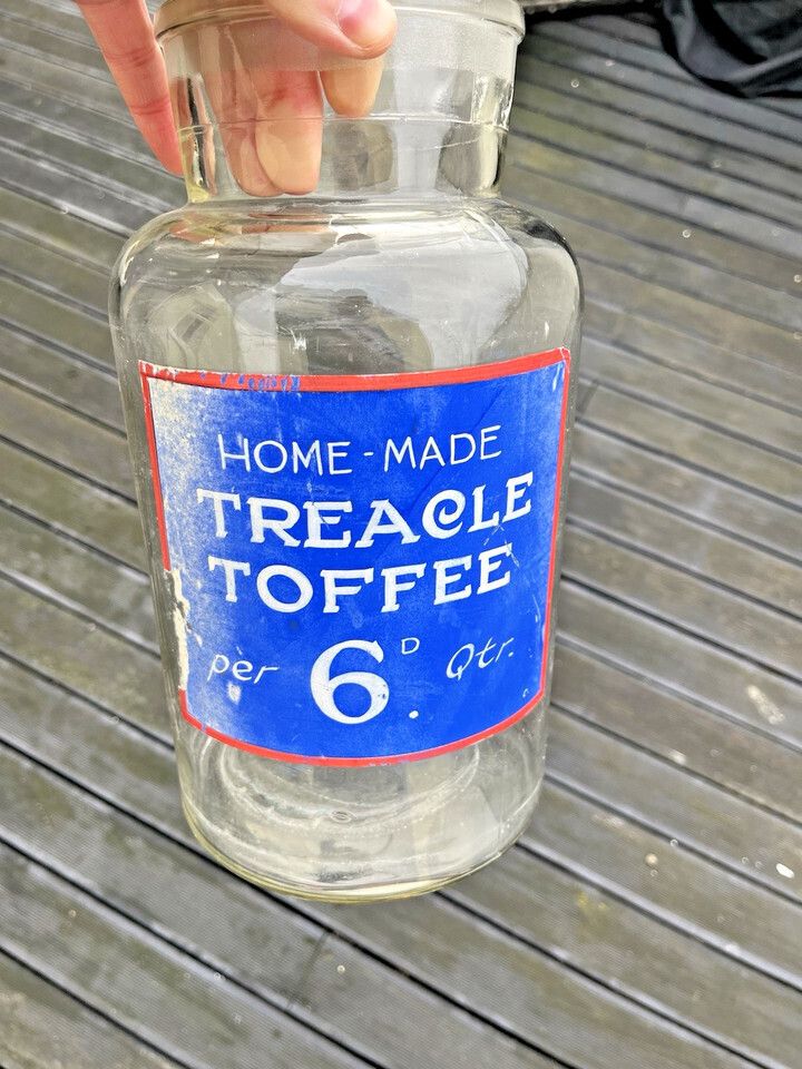 photo for sale Antique Edwardian Home Made Treacle Toffee Shop Counter Display Glass Sweet Jar