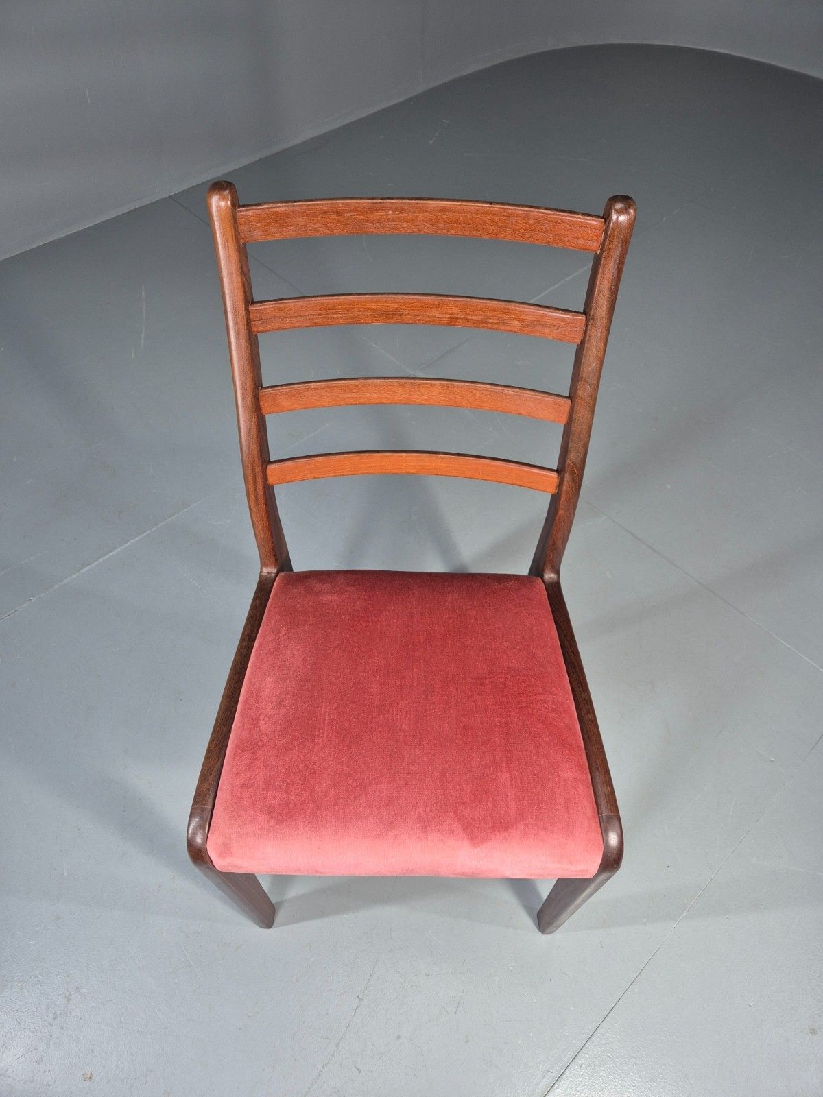 Vintage G Plan Dining Chair 1970s Pink Velour Teak Retro Mcm  Eb11649 Vdin photo for sale