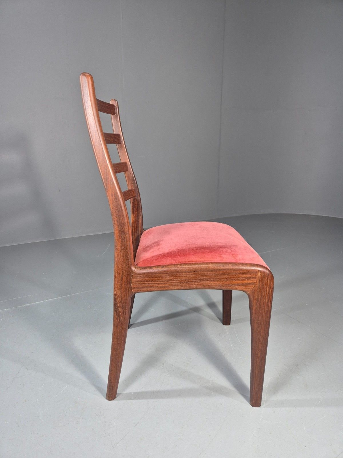 Vintage G Plan Dining Chair 1970s Pink Velour Teak Retro Mcm  Eb11649 Vdin photo vinterior