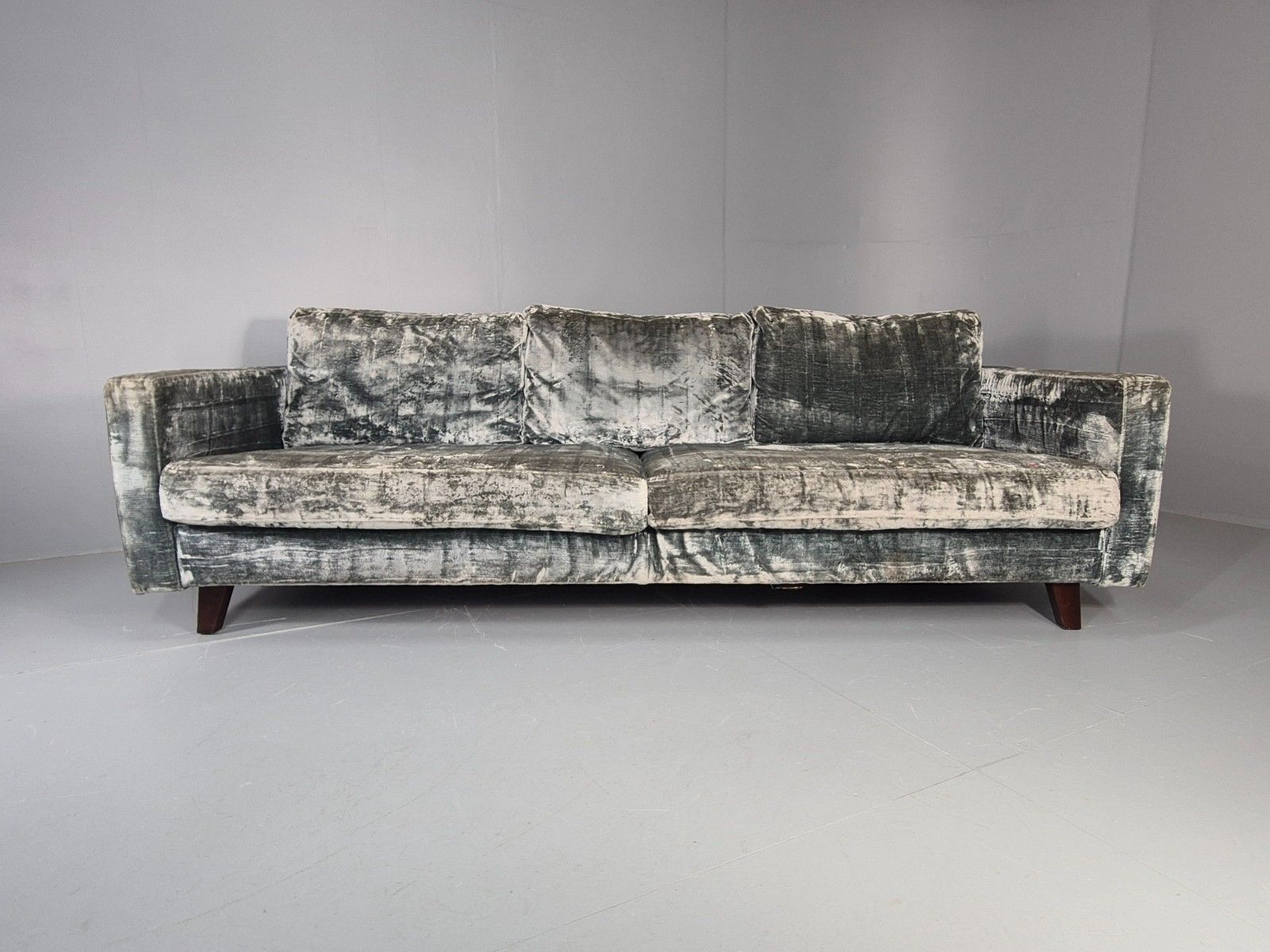 photo for sale Huge 4 Seater Settee Turquoise Velvet Ex Hotel Modern Design Retro Eb11608 M4ss