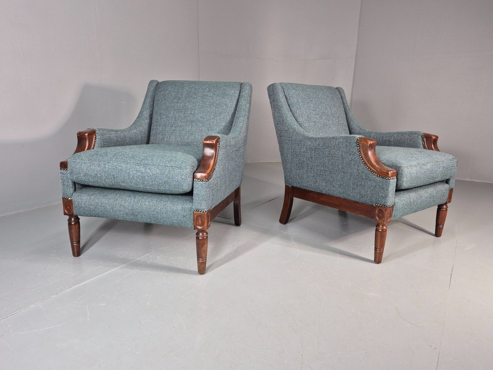 2 Vintage Regency Style Armchairs 1970s Danish New Upholstery  Eb11135 Vclo