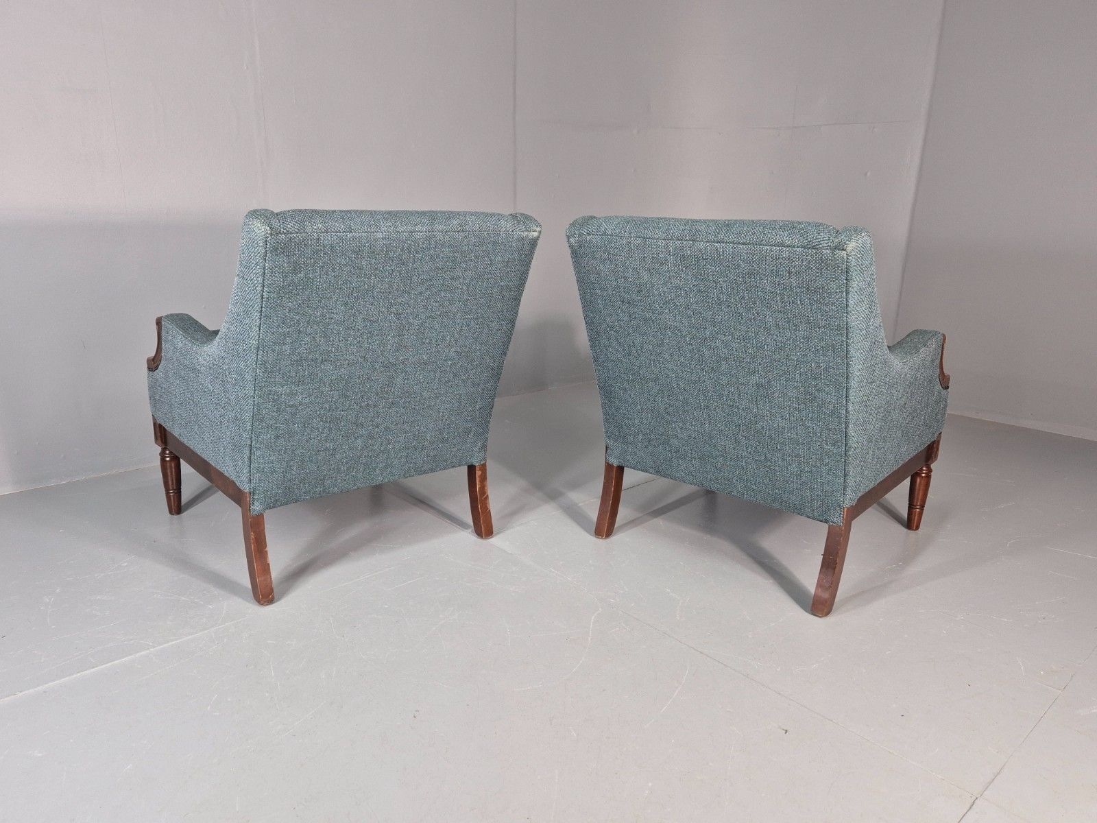 photo vinterior 2 Vintage Regency Style Armchairs 1970s Danish New Upholstery  Eb11135 Vclo