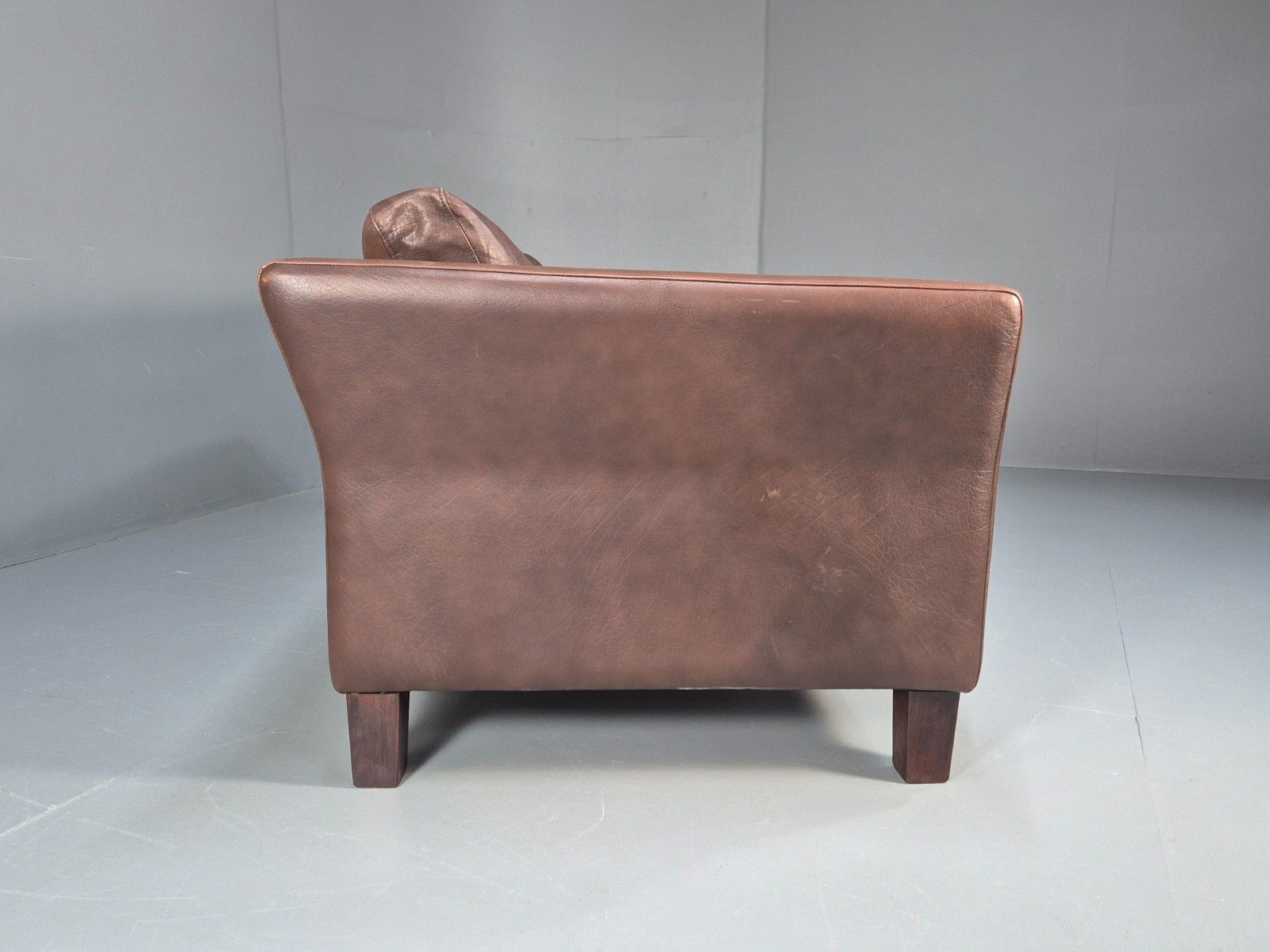 675.0 Vintage Danish Two Seater Settee In Brown Leather 1970s Danish Retro Eb8351 M2ss photo