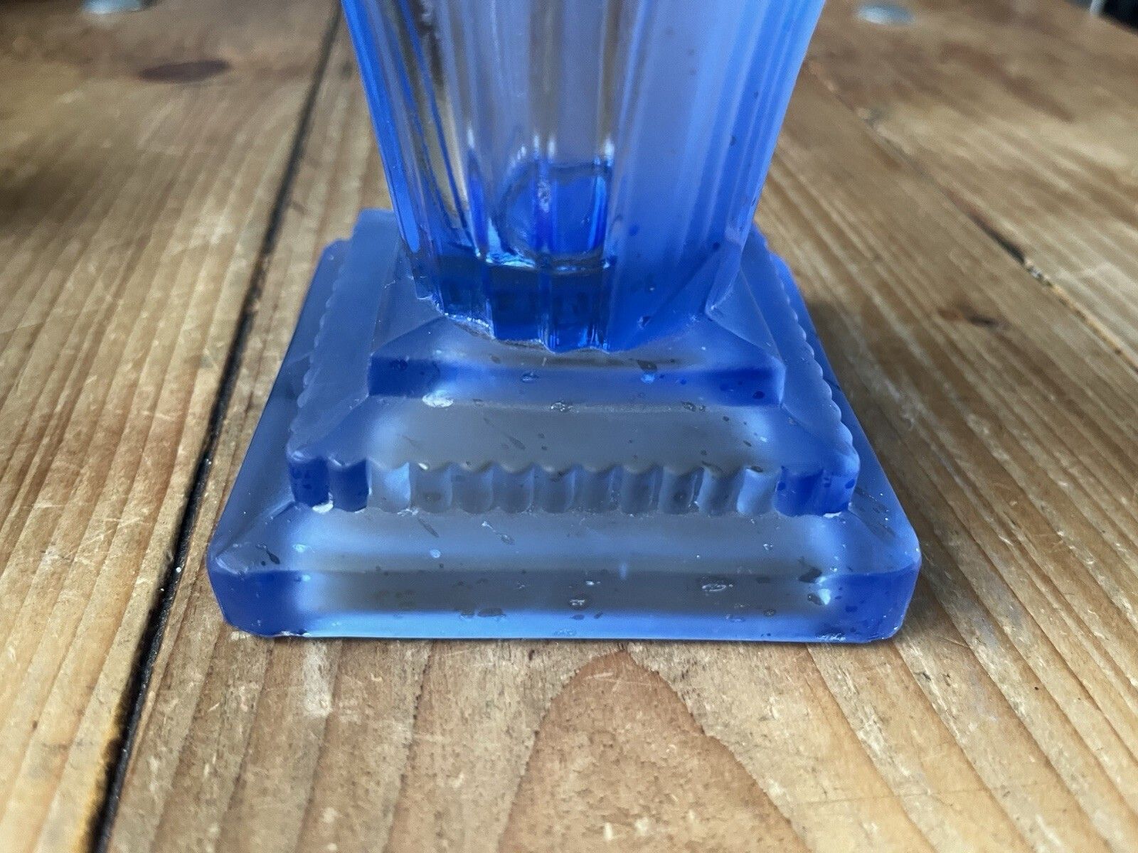 Beautiful Blue Art Deco Walther & Sohne Greta Stepped Base Flower Vase Posy 30's photo vintage