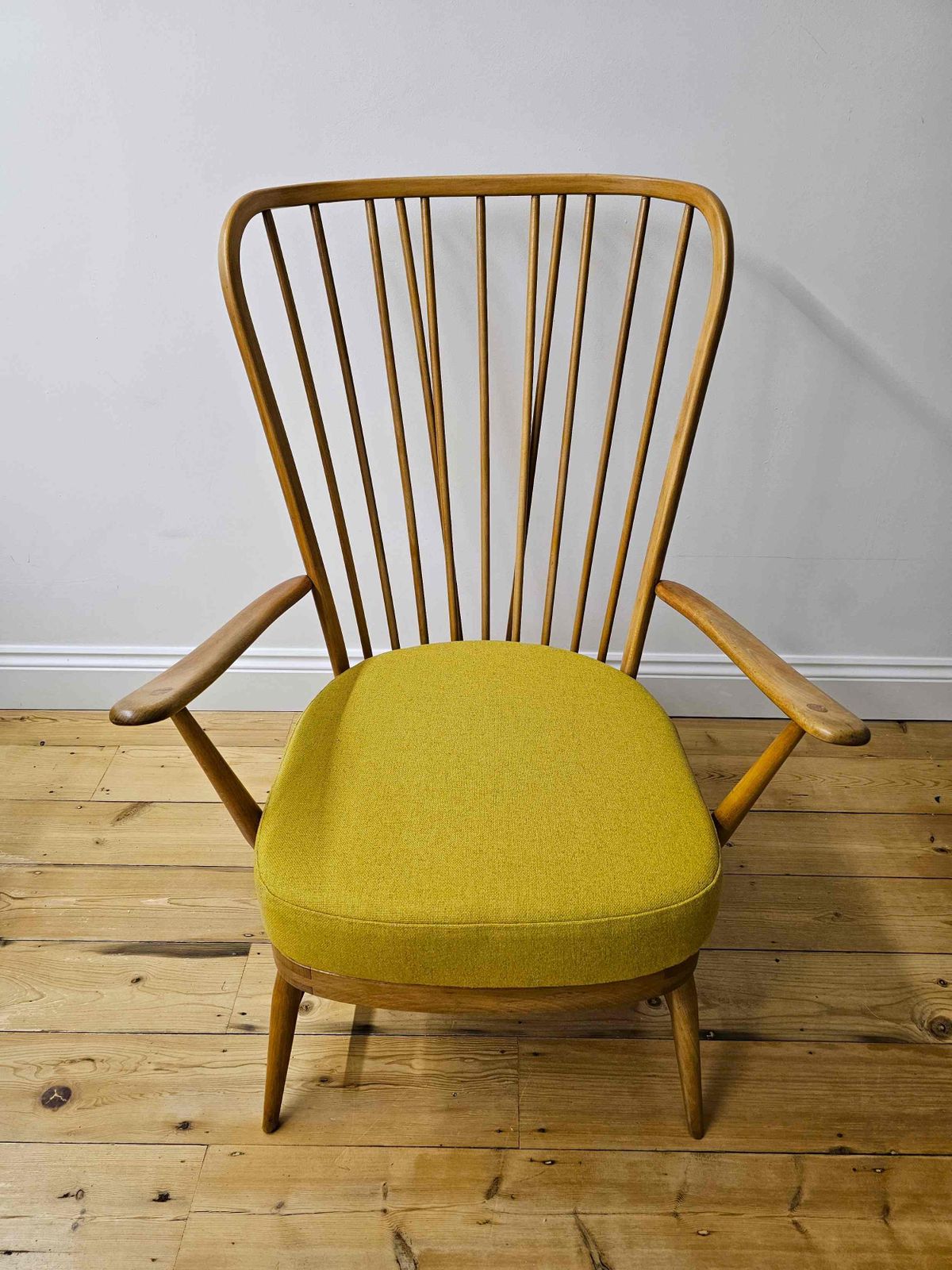 650.0 Ercol 478 Original Armchair With Yellow Wool Seat. photo