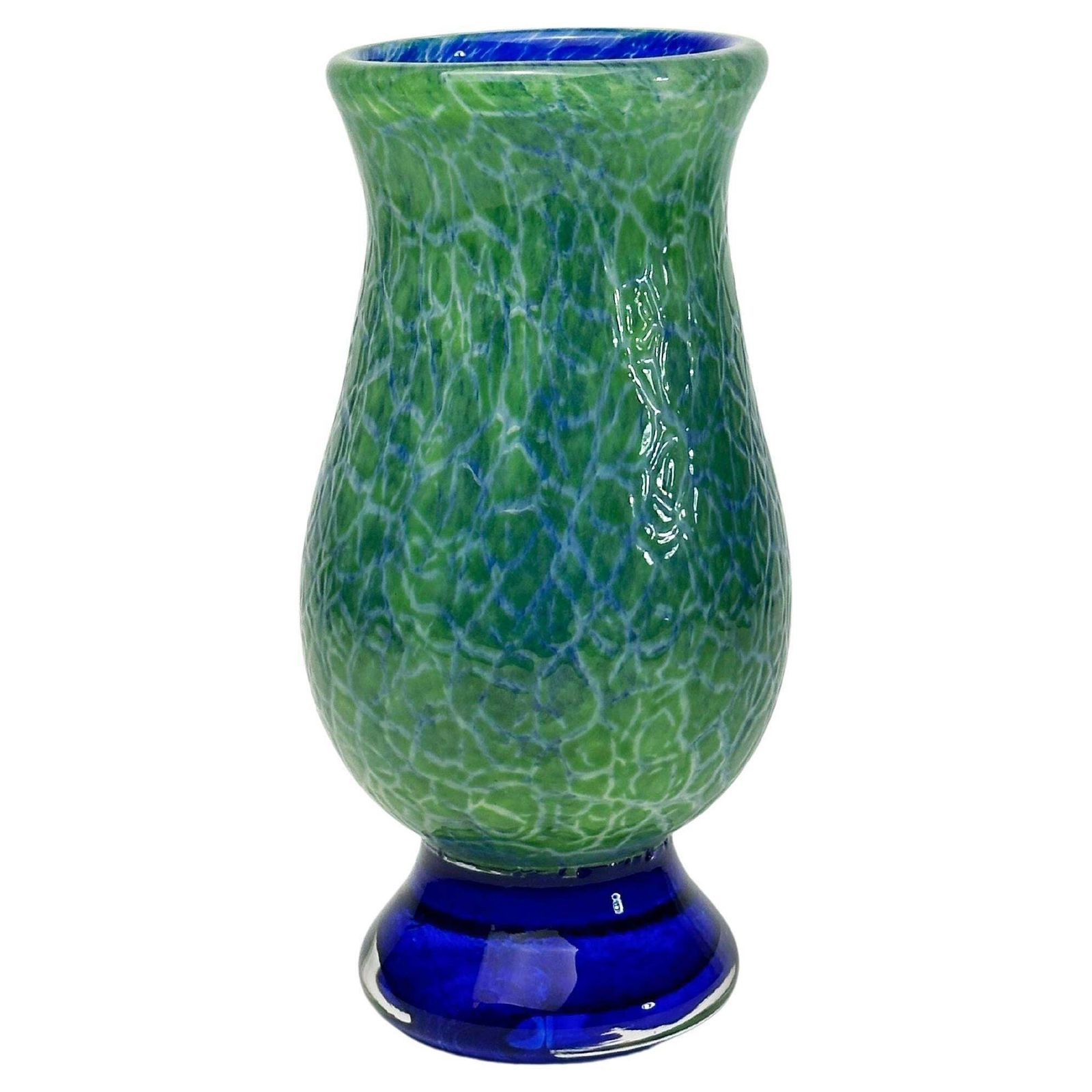 Art Glass Vase Green And Blue Crackle Glass Attributed To Gunnar Håkansson Johansfors Sweden 1930s
