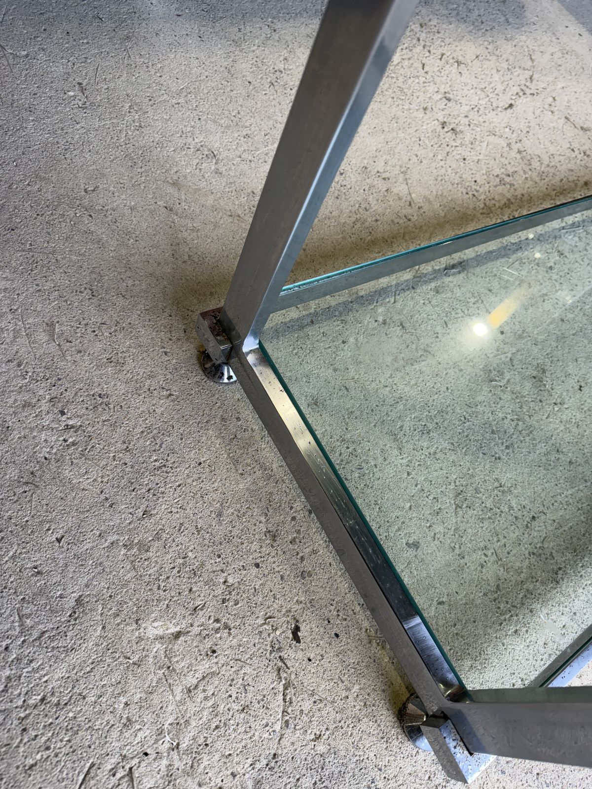 Mid Century Pieff Chrome And Glass Shelving Unit 1970s photo buy
