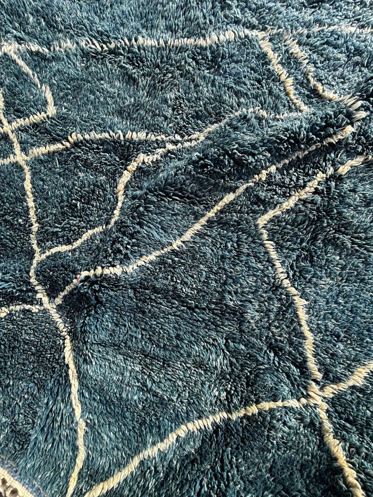 photo furniture Berber Blue Moroccan Mrirt Wool Rug 270x240 Cm– Handwoven Neutral Berber Carpet,Beni Ourain Carpet , Modern Minimalist Decor