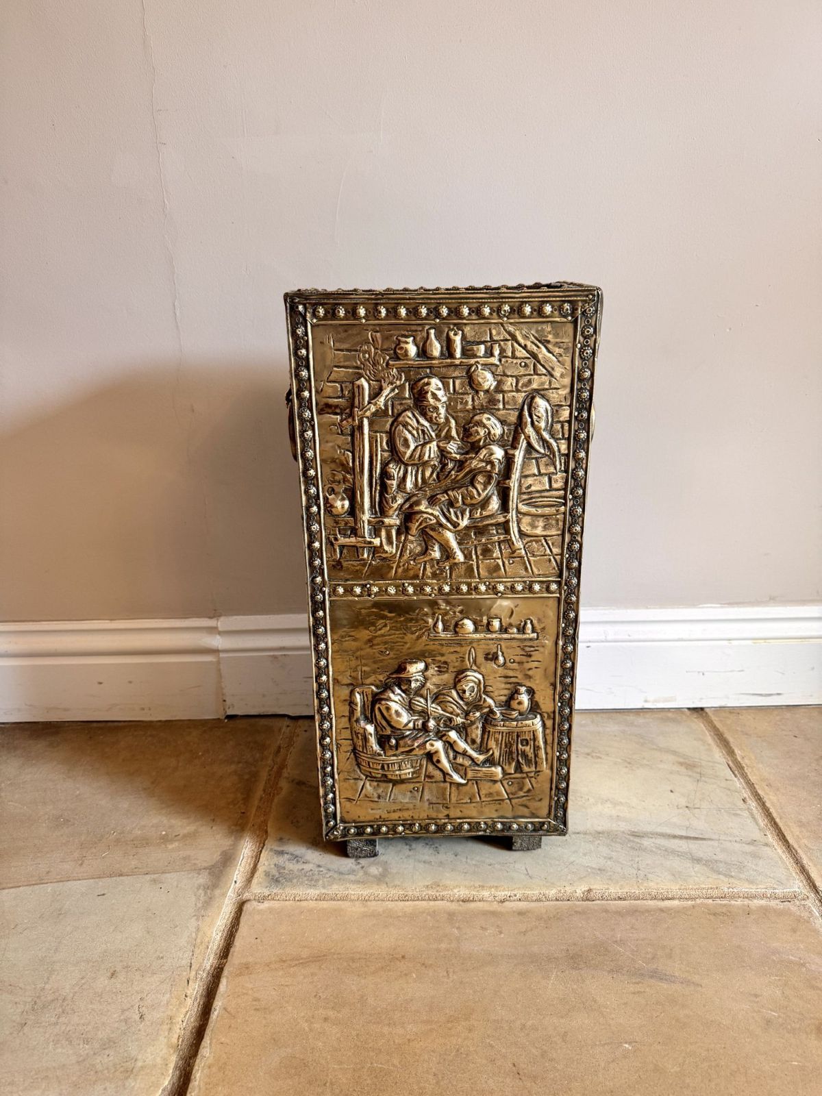 Unusual Quality Antique Ornate Brass Stick Stand photo vintage