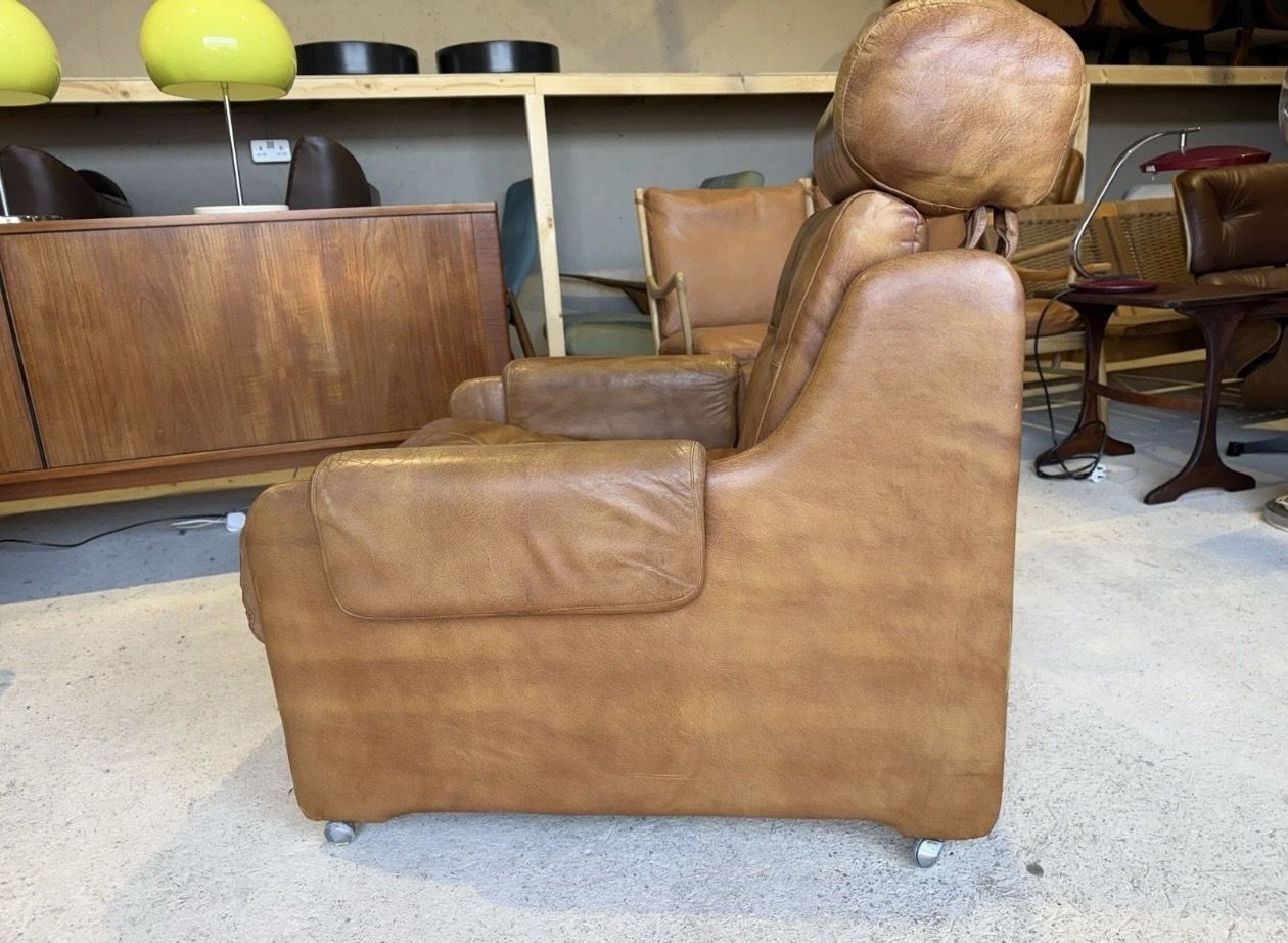 photo furniture Mid Century Tan Leather Lounge Chair By Wittmann 1970s