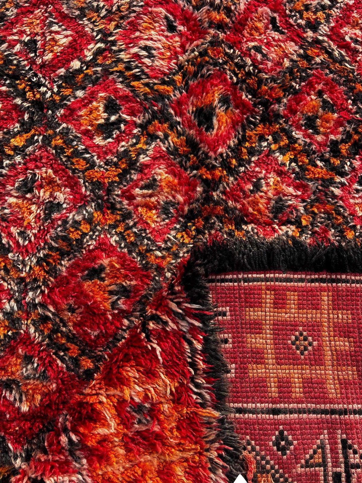Vintage Red Moroccan Boujad Rug 220x440 Cm – Authentic Boujad Wool Berber Rug   Boho Chic Rug photo for sale