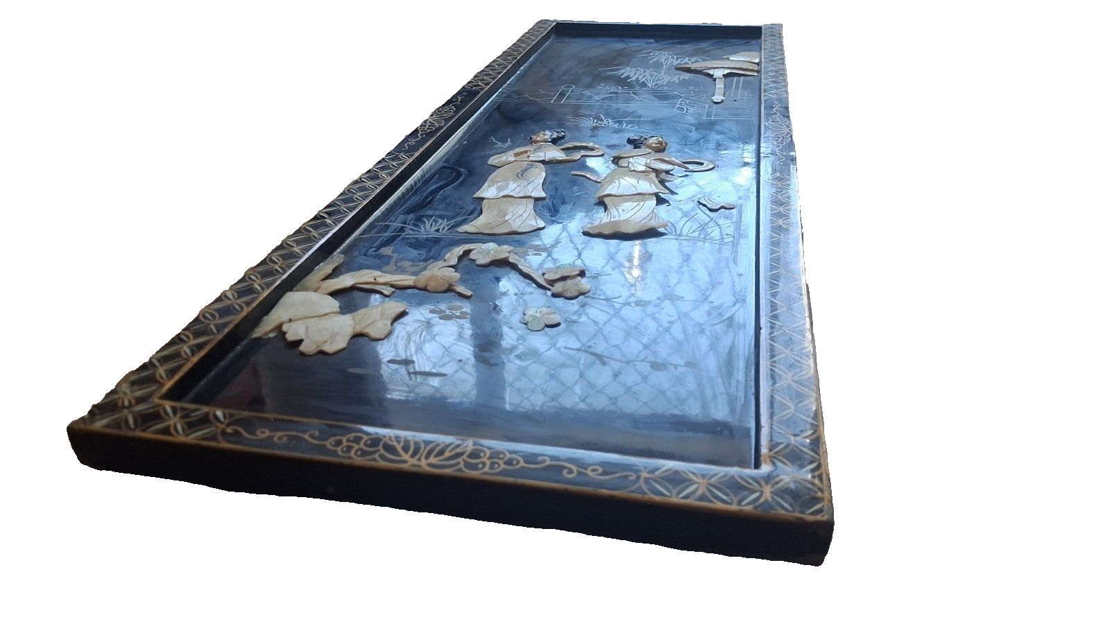 Original  1960's Japanese Shibayama Mid Century Oriental Wall Panel