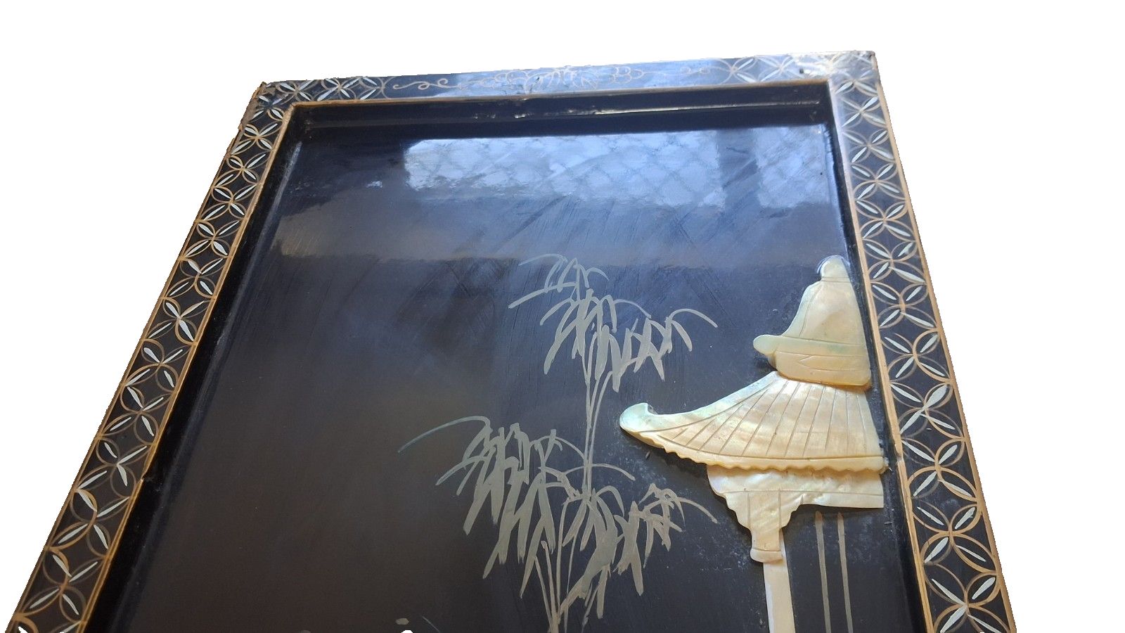 Original  1960's Japanese Shibayama Mid Century Oriental Wall Panel photo 140.0