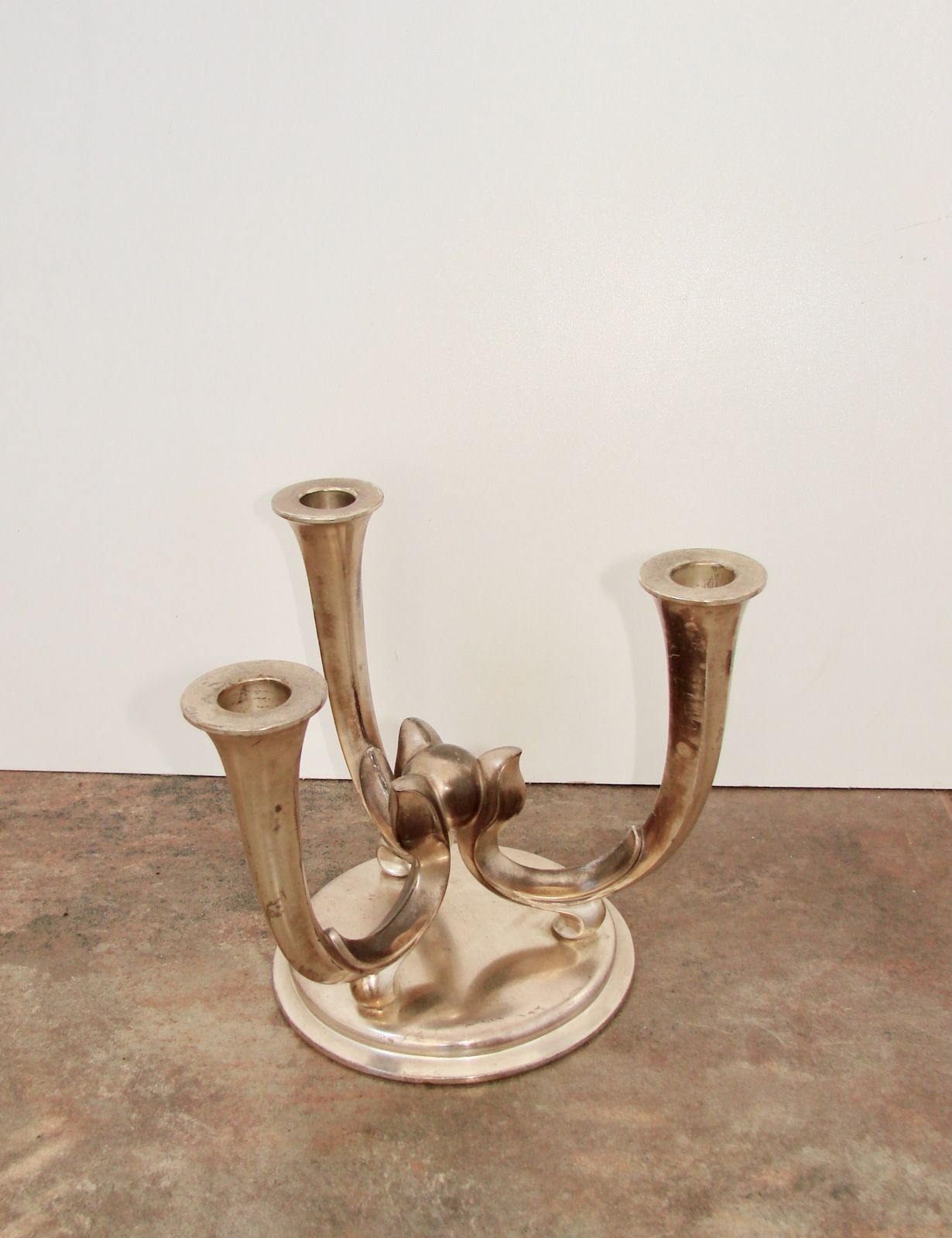 Wmf Germany 1940s Art Deco Candlestick | Silver Plated Brass | photo furniture