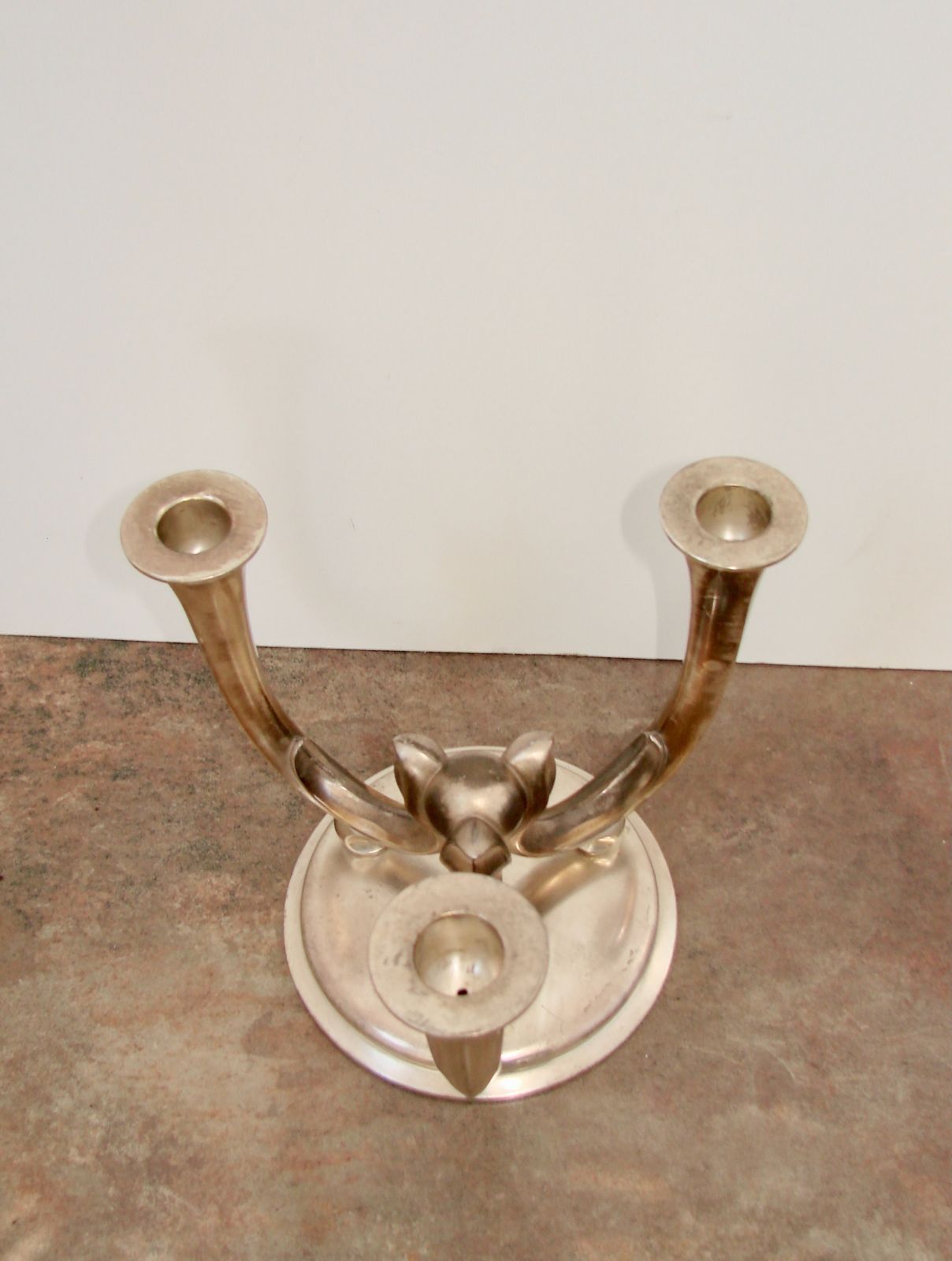 Wmf Germany 1940s Art Deco Candlestick | Silver Plated Brass | photo Home Decor