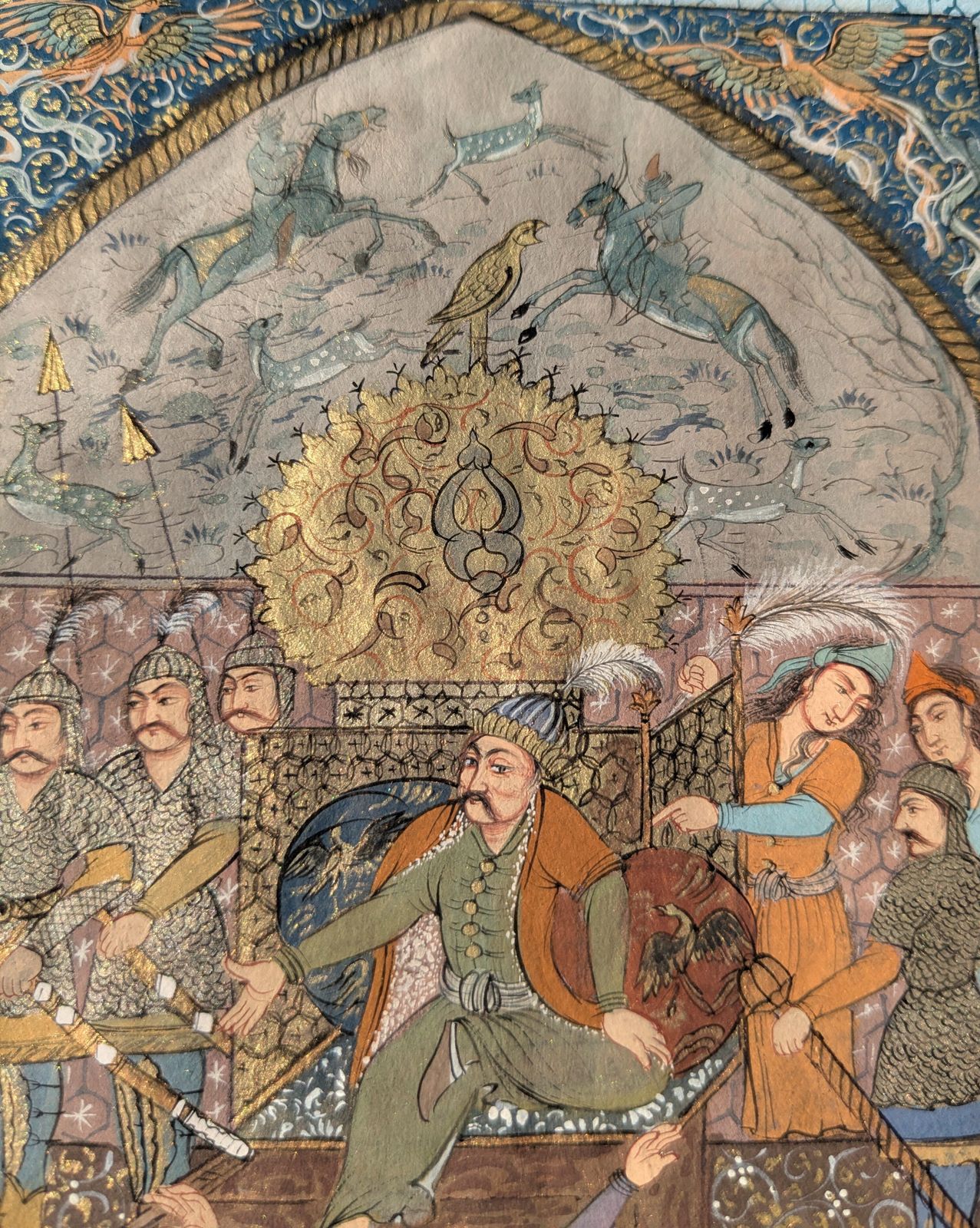 photo furniture Framed Miniature Painting In Timurid Style On Antique Manuscript Folio